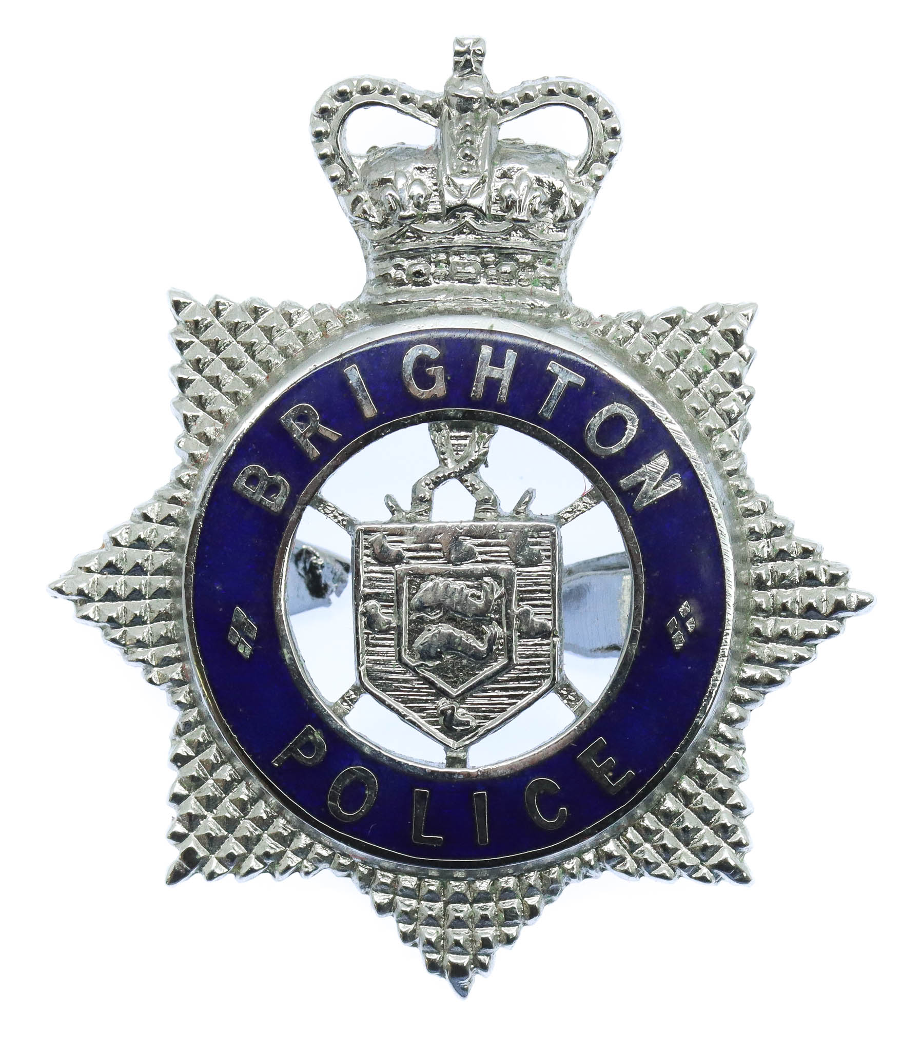 Brighton Borough Police Senior Officer's Enamelled Cap Badge - Queen's Crown