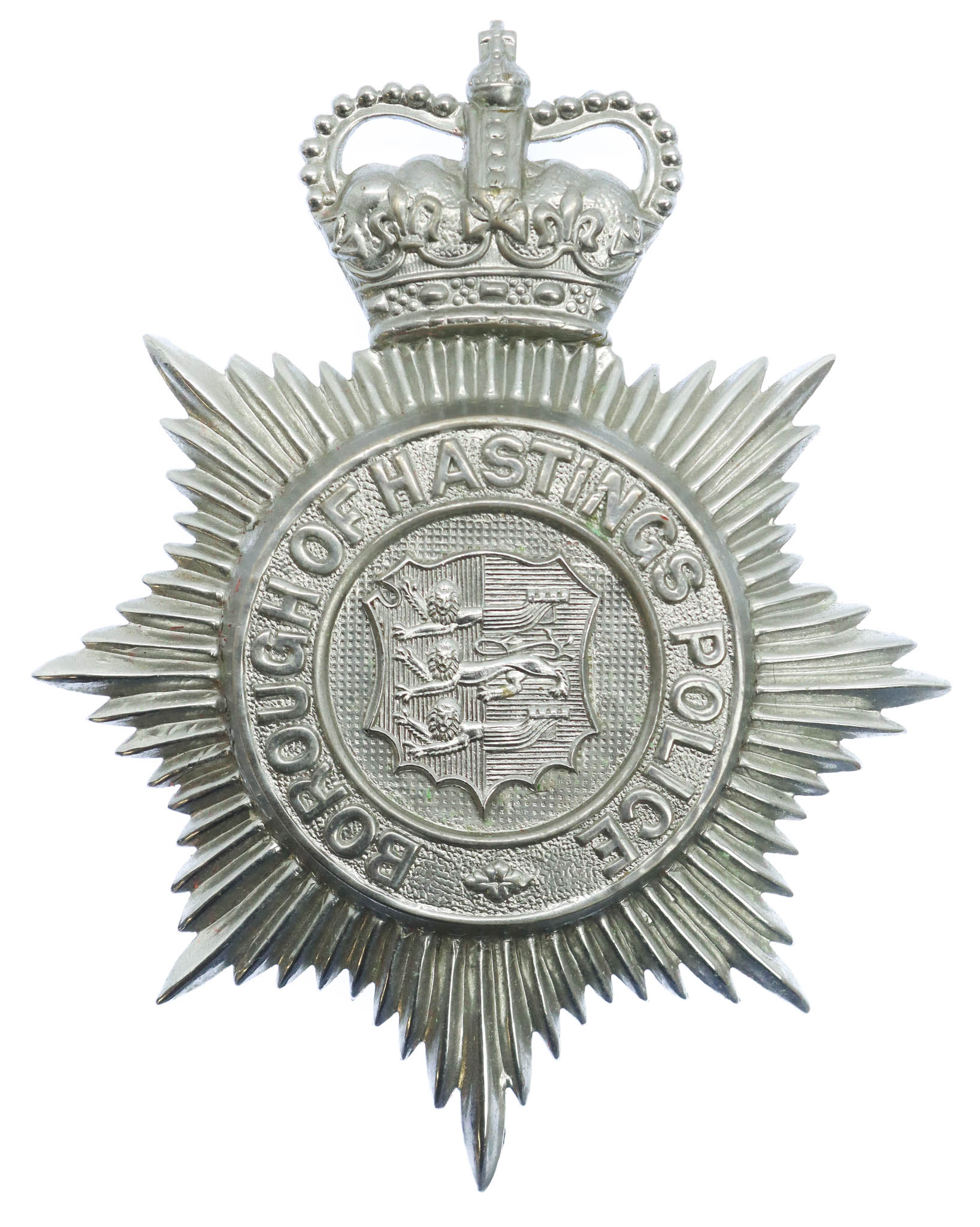 Hastings Borough Police Helmet Plate - Queen's Crown