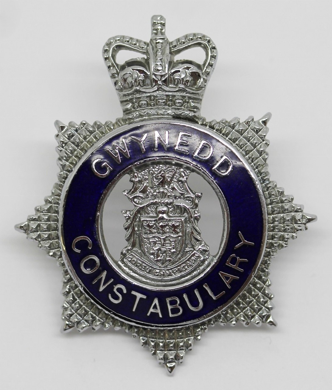 Gwynedd Constabulary Senior Officer's Enamelled Cap Badge - Queen's Crown