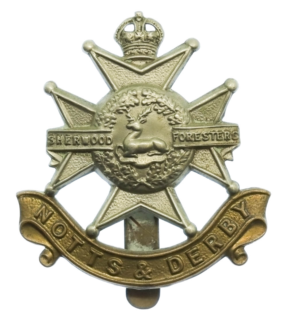 Notts & Derby Regiment (Sherwood Foresters) Cap Badge - King's Crown