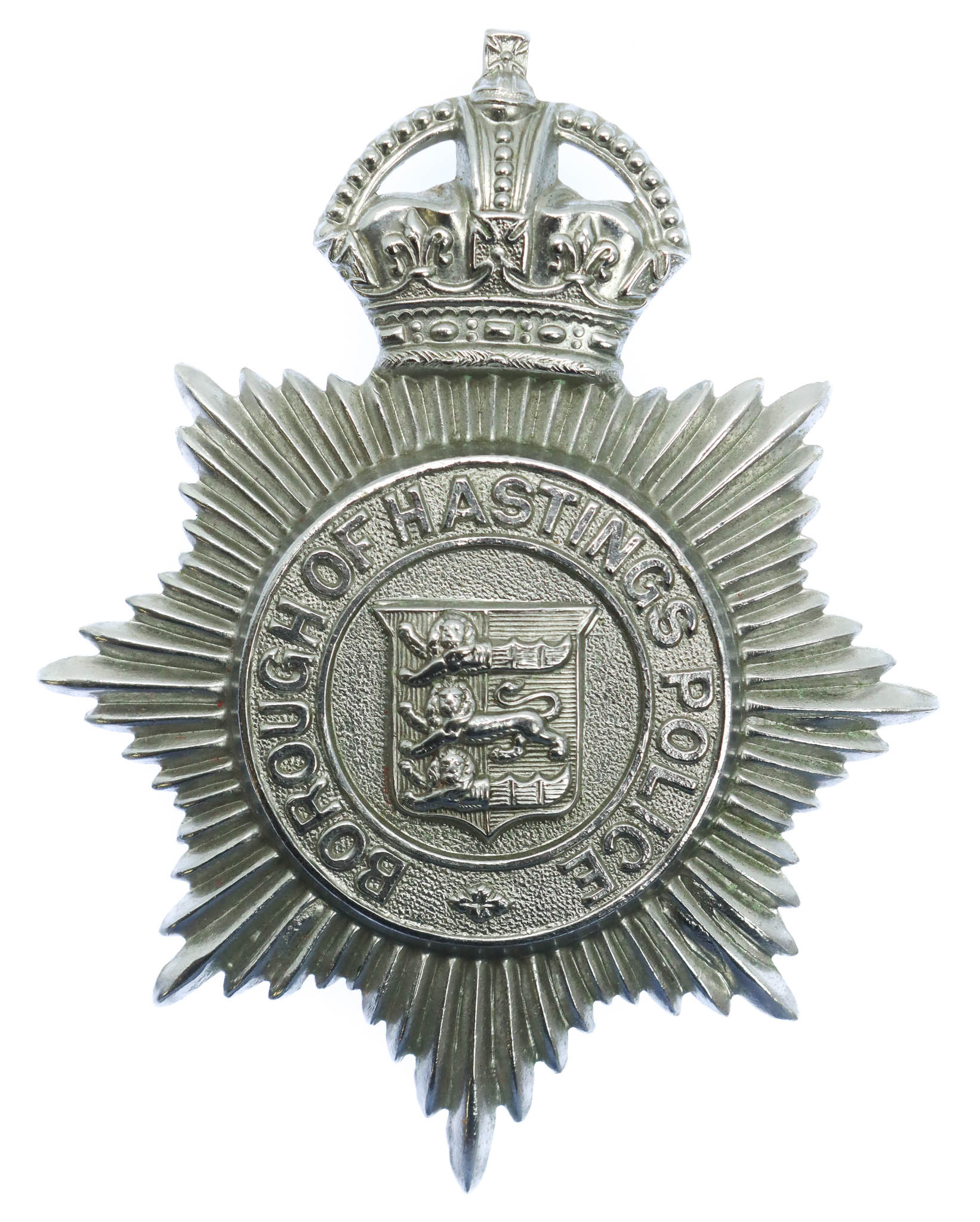 Hastings Borough Police Helmet Plate - King's Crown
