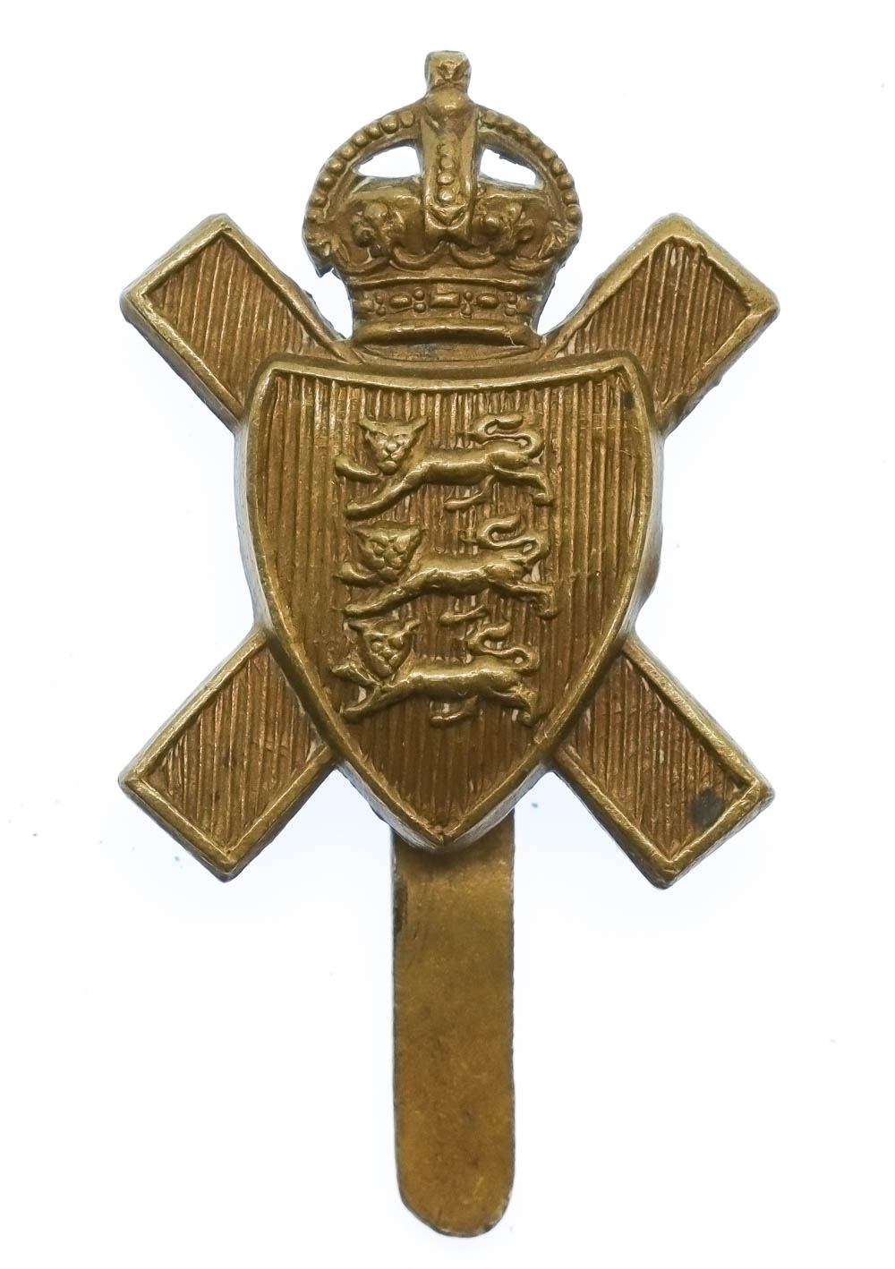 Royal Jersey Light Infantry Cap Badge - King's Crown