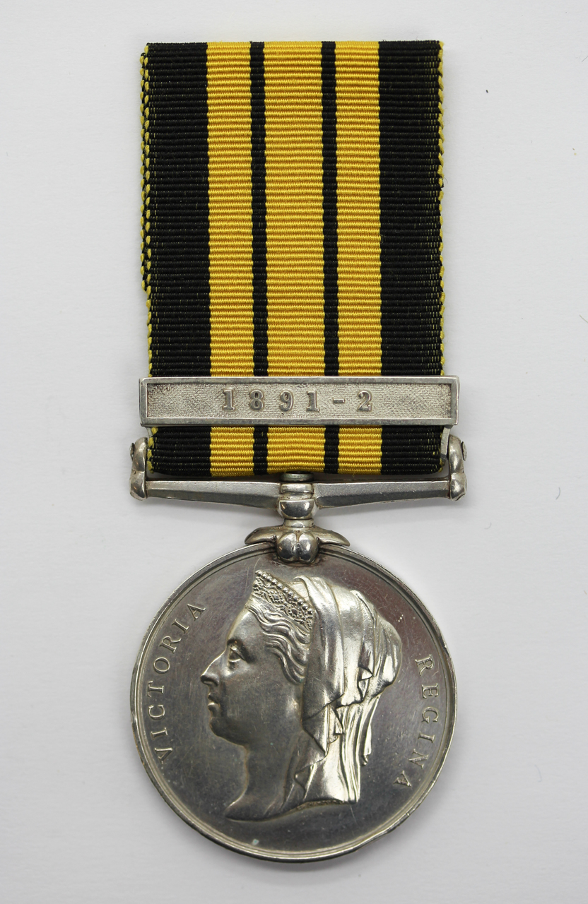 East and West Africa Medal (Clasp - 1891-2) - T. Channing, Lg. Shipt., Royal Navy, H.M.S. Racer