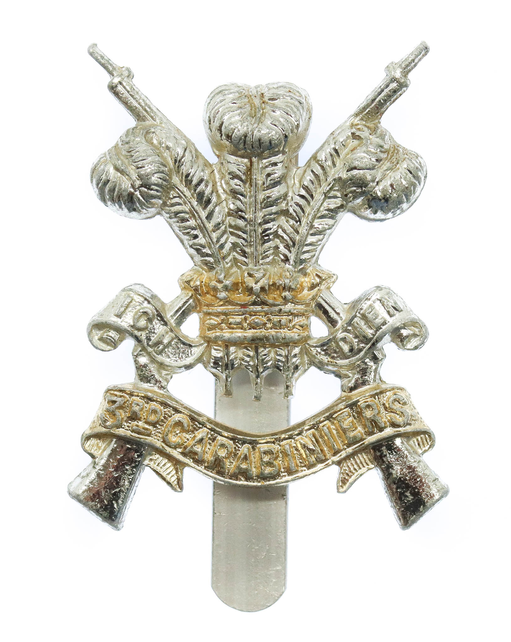 3rd Carabiniers (Prince of Wales's Dragoon Guards) Anodised (Staybrite) Cap Badge