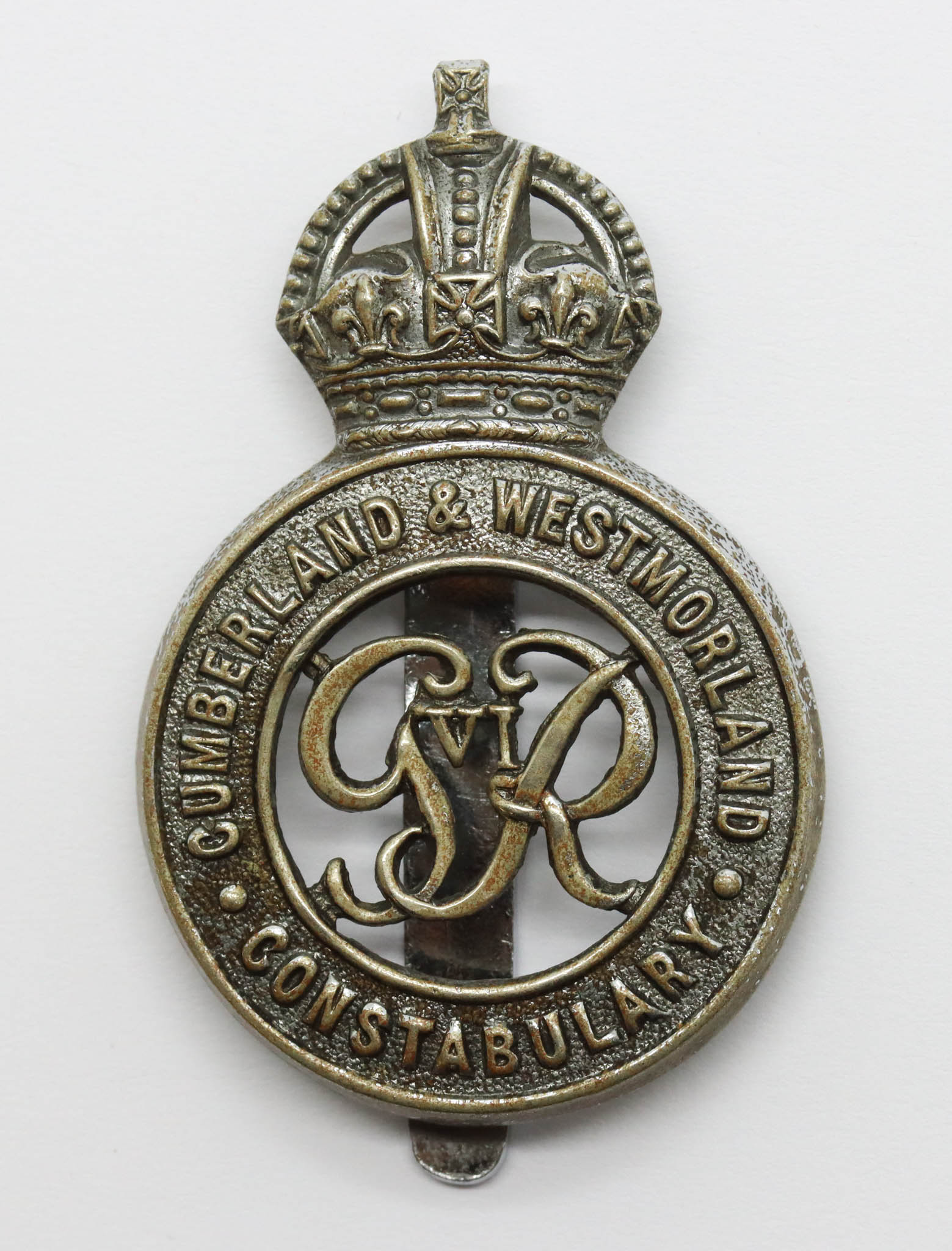 George VI Cumberland & Westmorland Constabulary Cap Badge - King's Crown