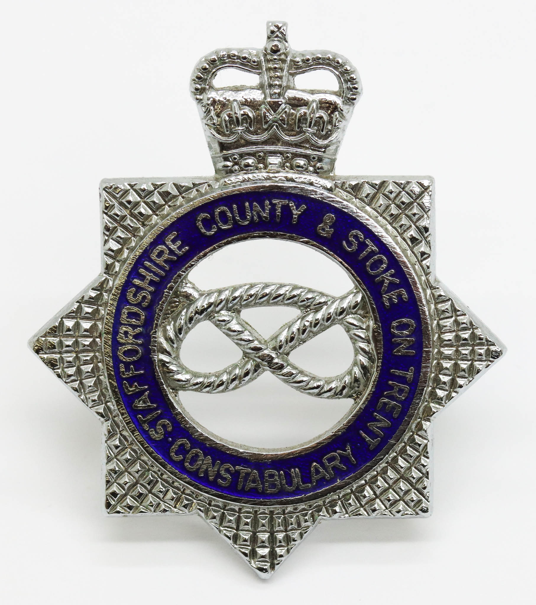 Staffordshire County & Stoke on Trent Constabulary Senior Officer's Enamelled Cap Badge - Queen's Crown