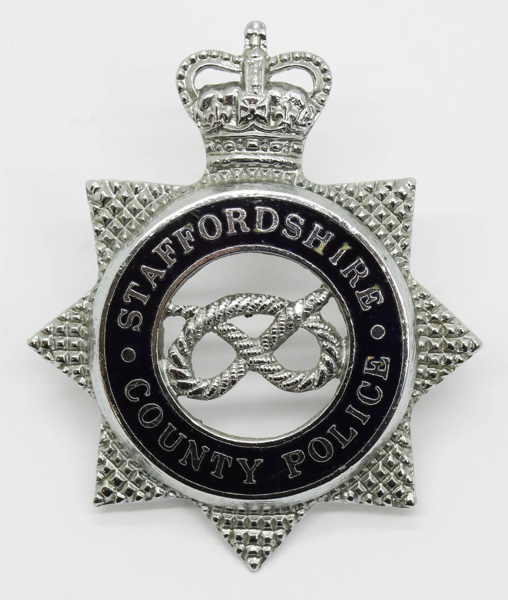 Staffordshire County Police Senior Officer's Enamelled Cap Badge - Queen's Crown