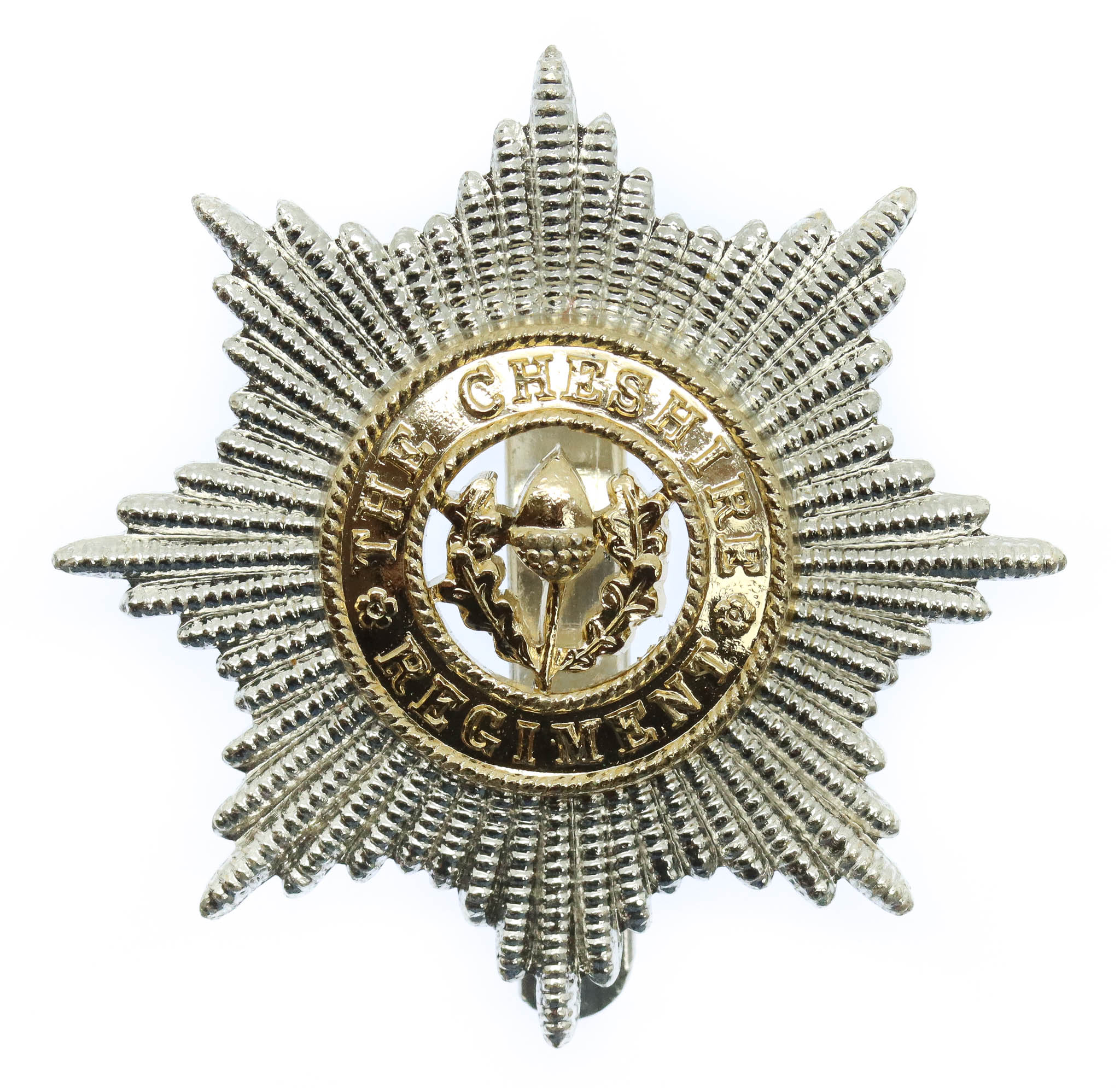 Cheshire Regiment Anodised (Staybrite) Cap Badge