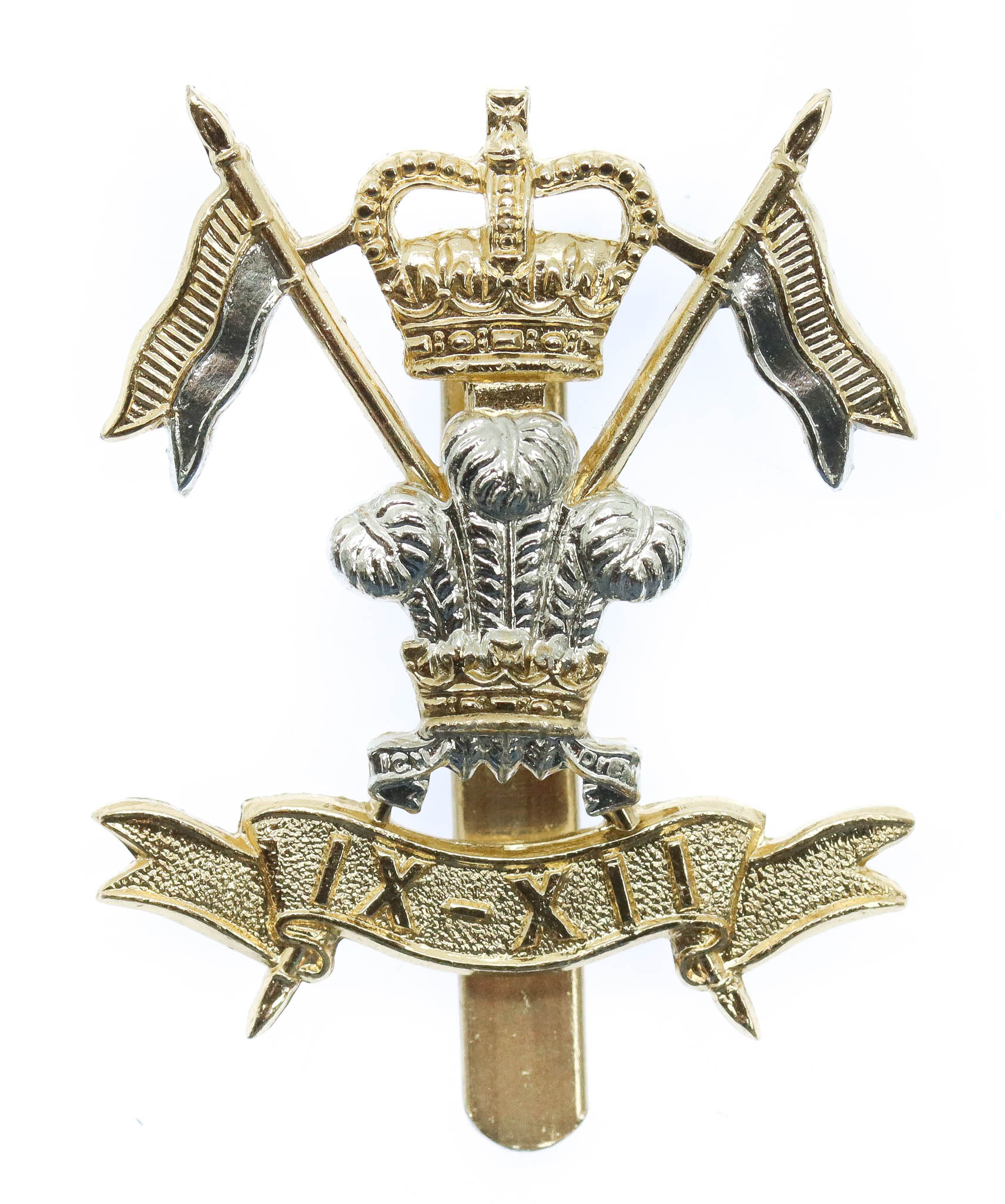 9th/12th Royal Lancers Anodised (Staybrite) Cap Badge
