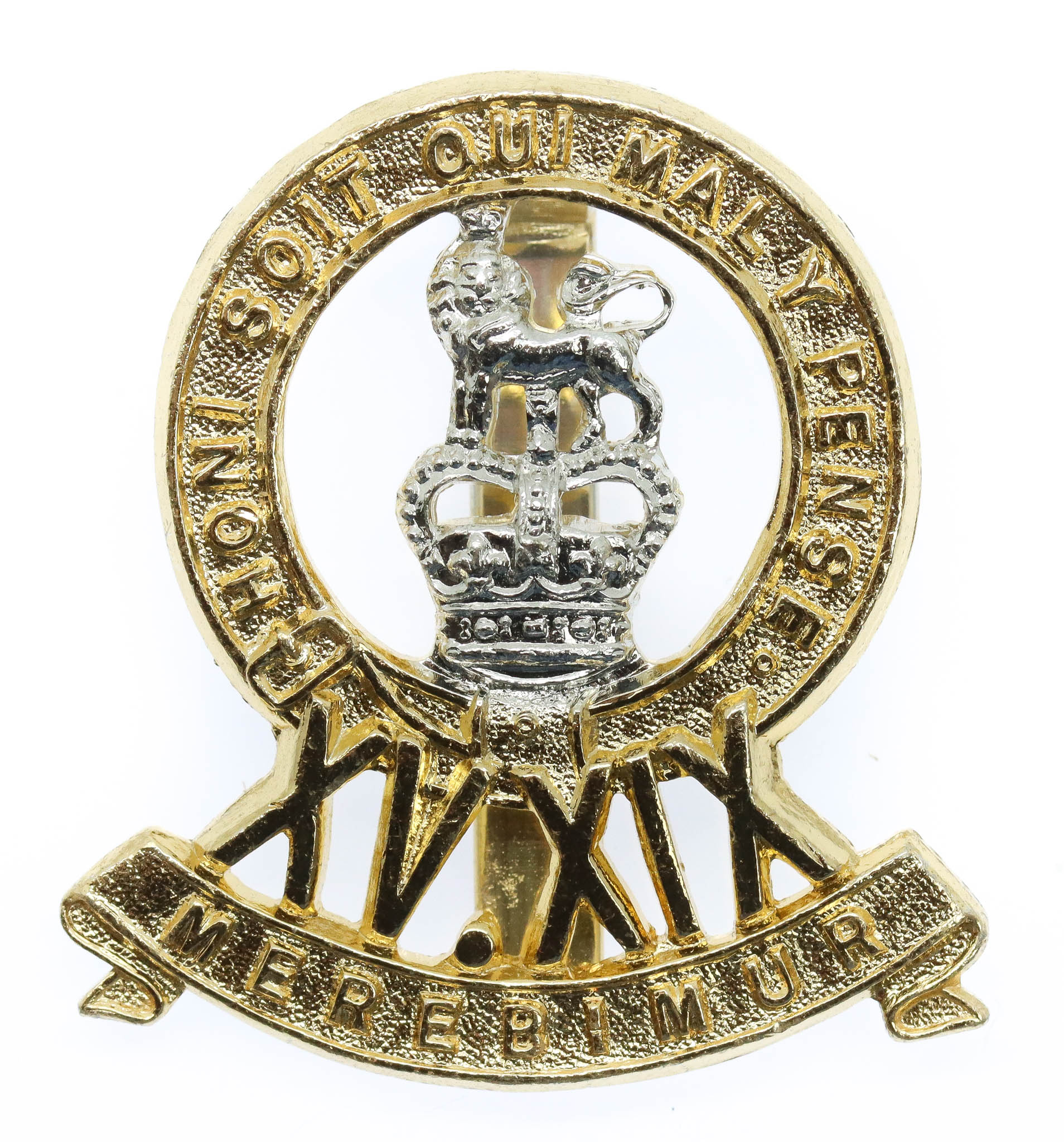 15th/19th Hussars Anodised (Staybrite) Cap Badge