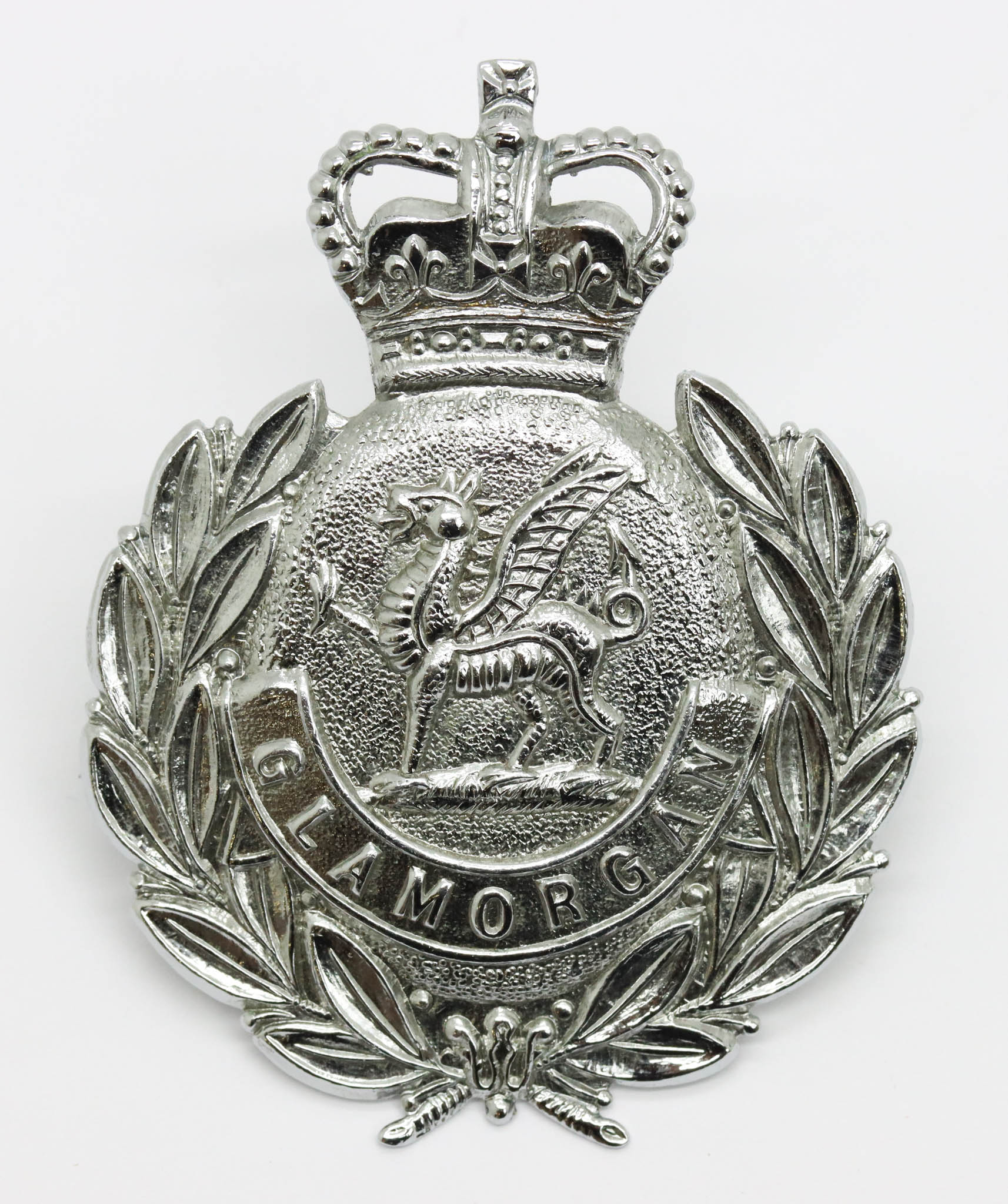 Glamorgan Constabulary Wreath Cap Badge - Queen's Crown