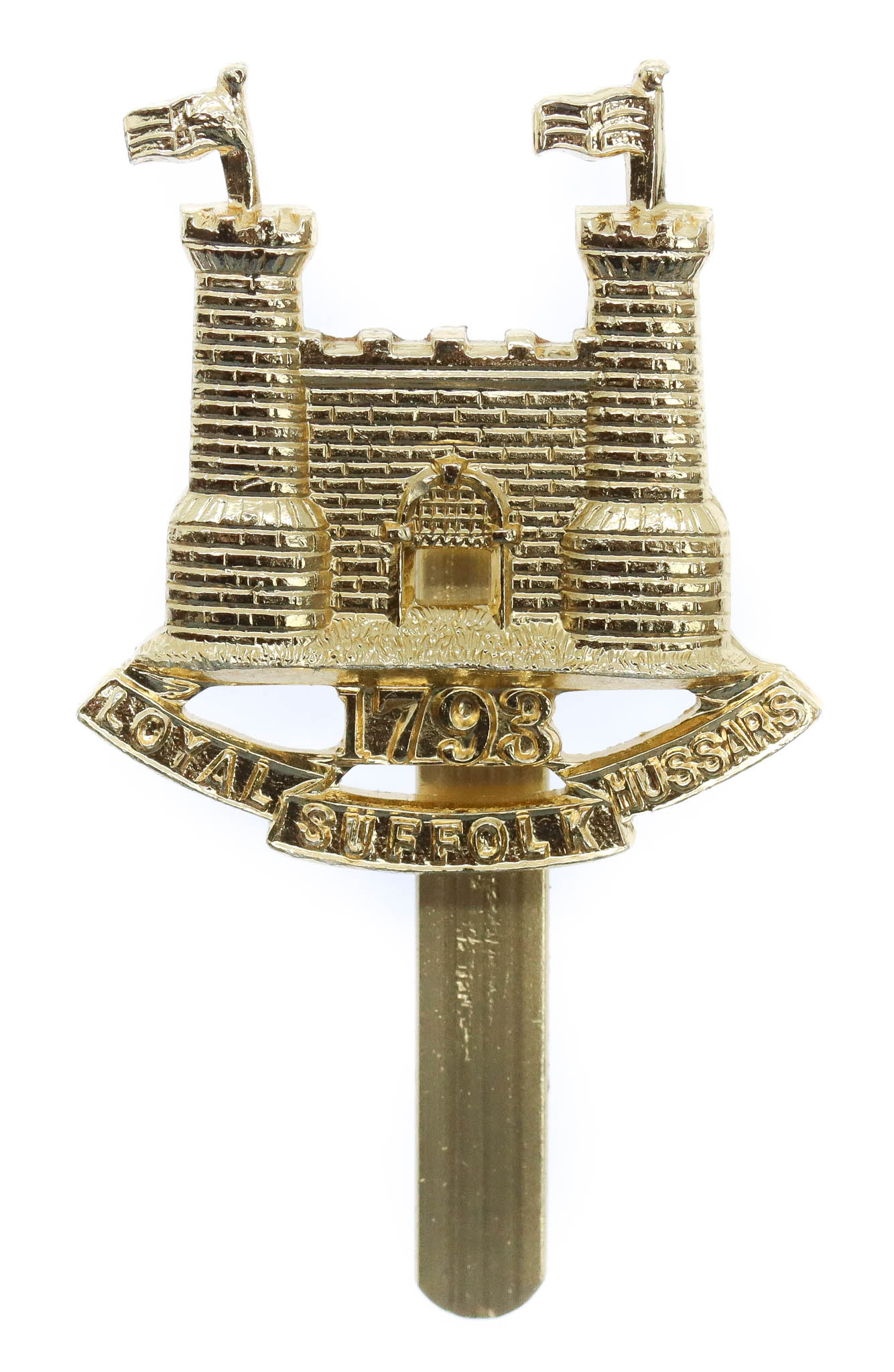 Loyal Suffolk Hussars Anodised (Staybrite) Beret Badge