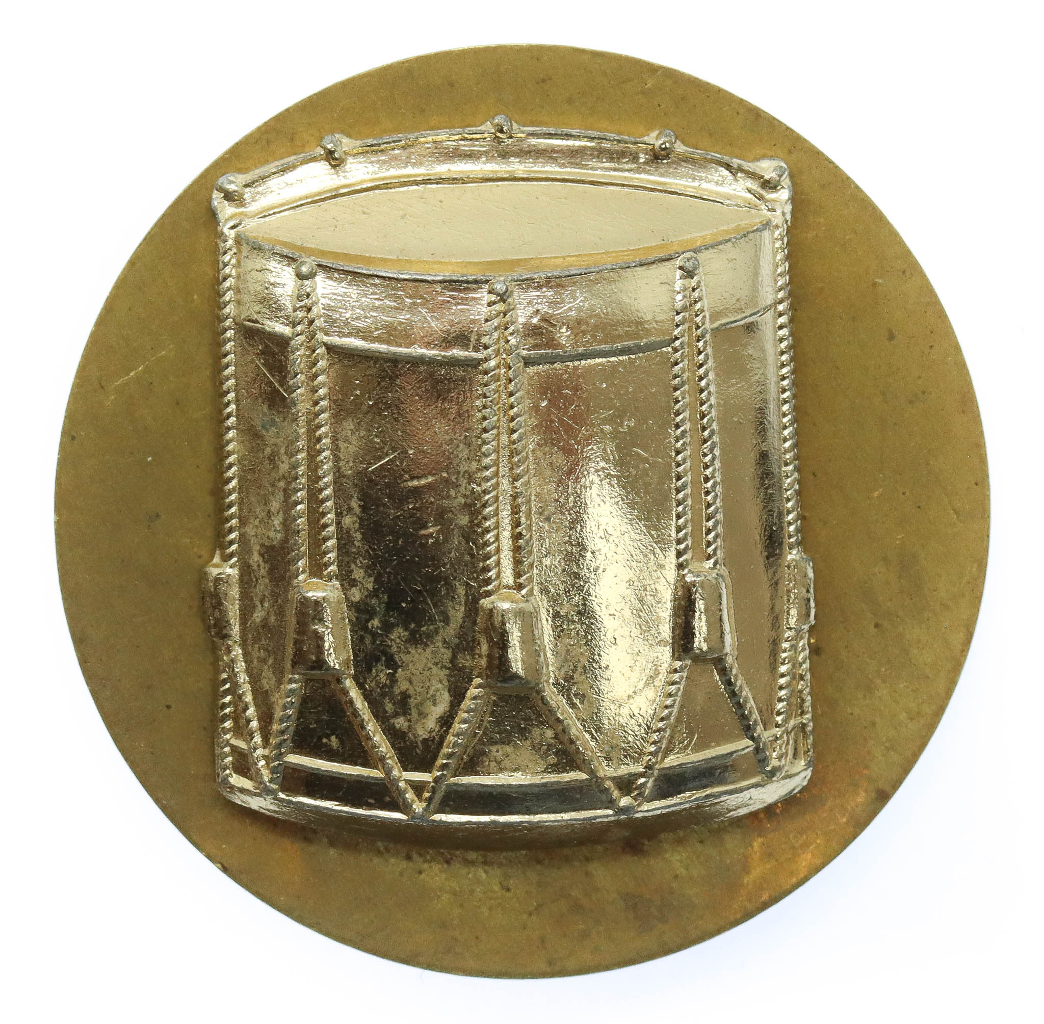 British Army Drummer's Drum Anodised (Staybrite) Arm Badge