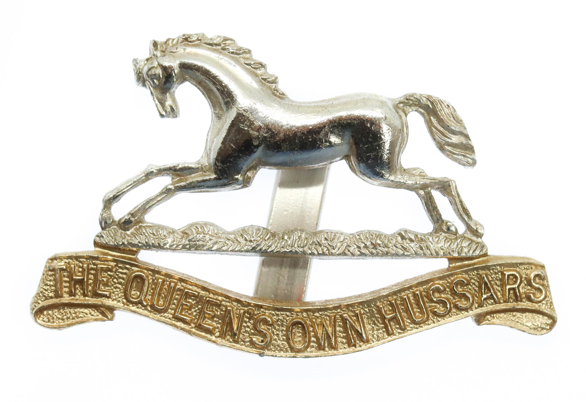 Queen's Own Hussars Anodised (Staybrite) Cap Badge