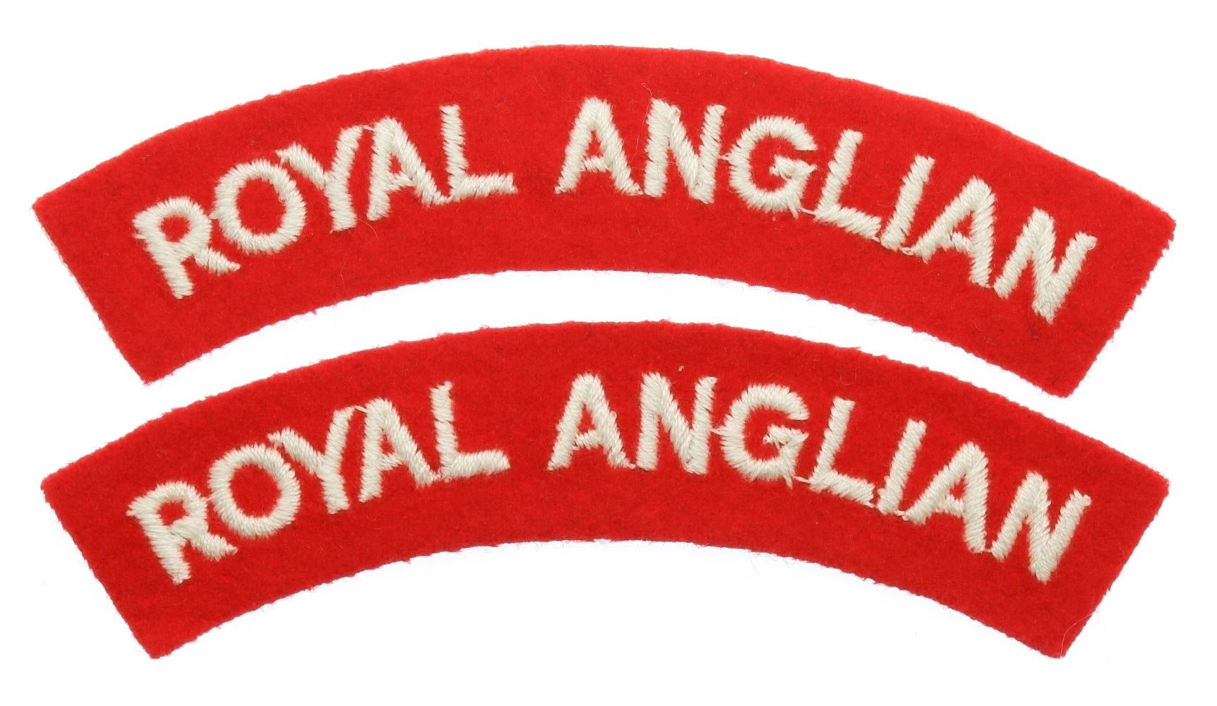 Pair of Royal Anglian Regiment (ROYAL ANGLIAN) Cloth Shoulder Titles