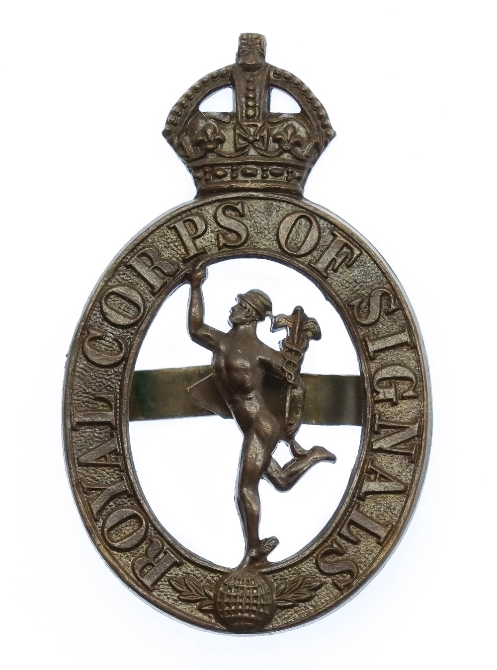 Royal Corps of Signals Officer's Service Dress Cap Badge - King's Crown