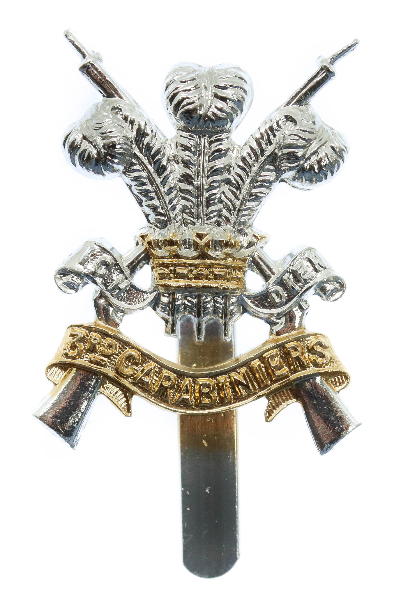 3rd Carabiniers (Prince of Wales's Dragoon Guards) Anodised (Staybrite) Cap Badge