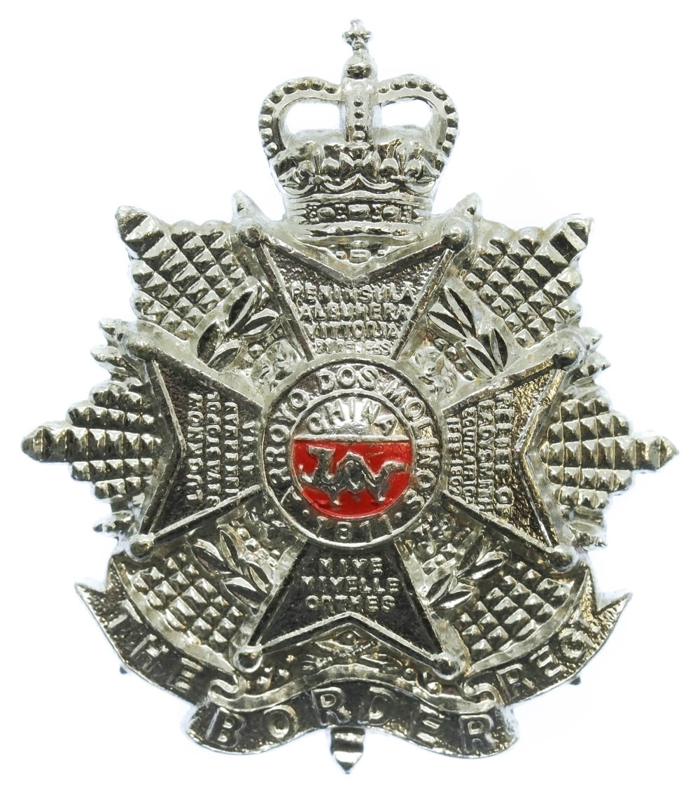 Border Regiment Anodised (Staybrite) Cap Badge - Queen's Crown