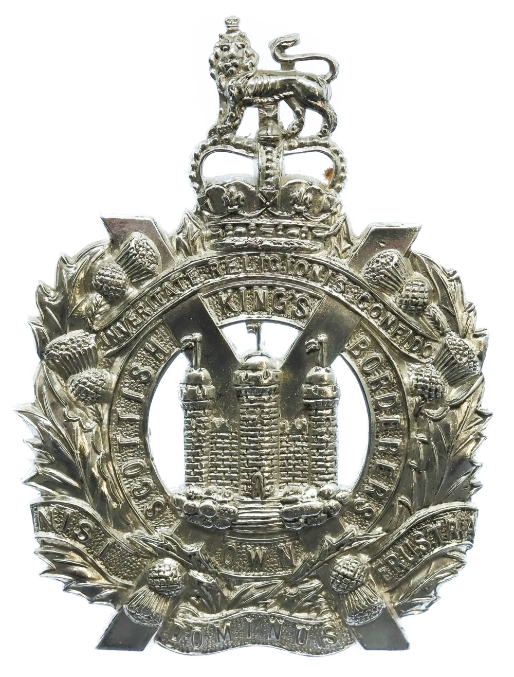 King's Own Scottish Borderers (K.O.S.B.) Anodised (Staybrite) Cap Badge - Queen's Crown