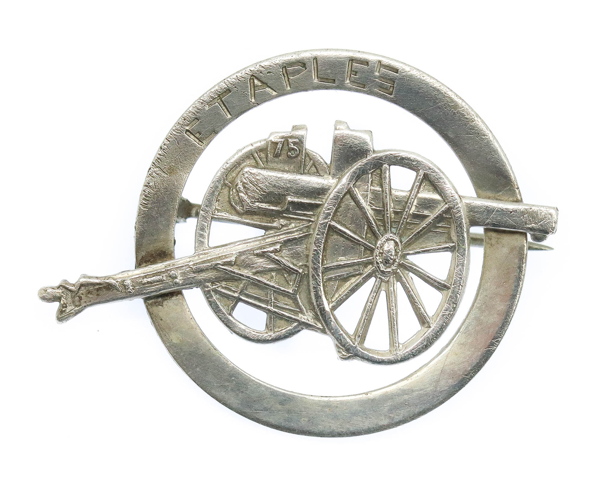 WWI Etaples Heavy Artillery 75 Gun Sweetheart Brooch