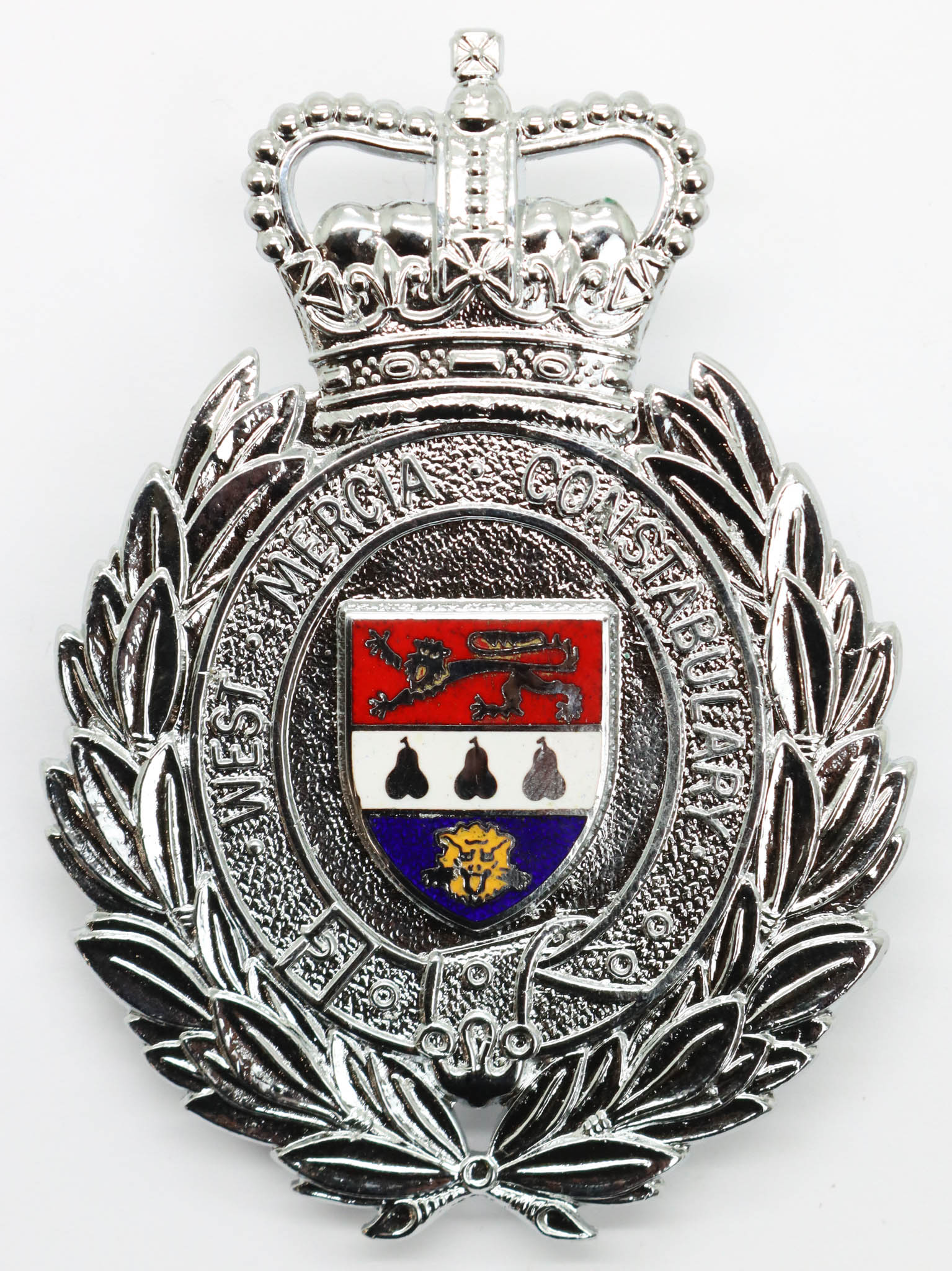 West Mercia Constabulary Wreath Helmet Plate - Queen's Crown