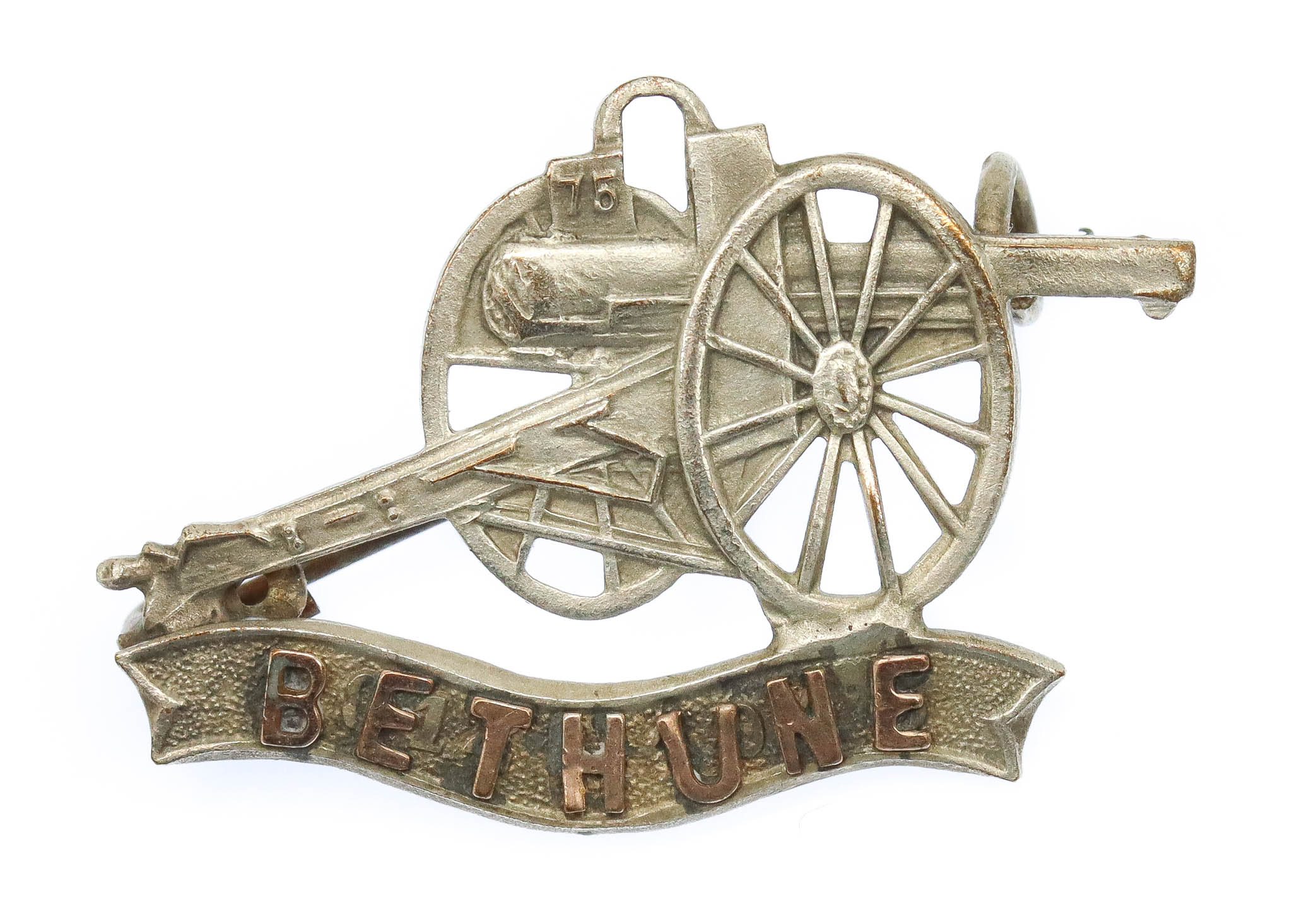 WWI Battle of Bethune Heavy Artillery 75 Gun Sweetheart Brooch