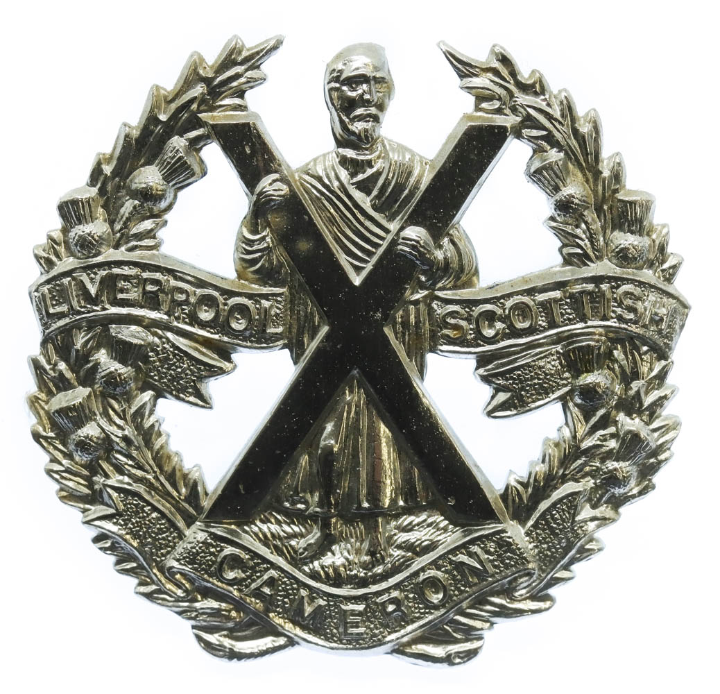 Liverpool Scottish (Queen's Own Cameron Highlanders) Anodised (Staybrite) Cap Badge