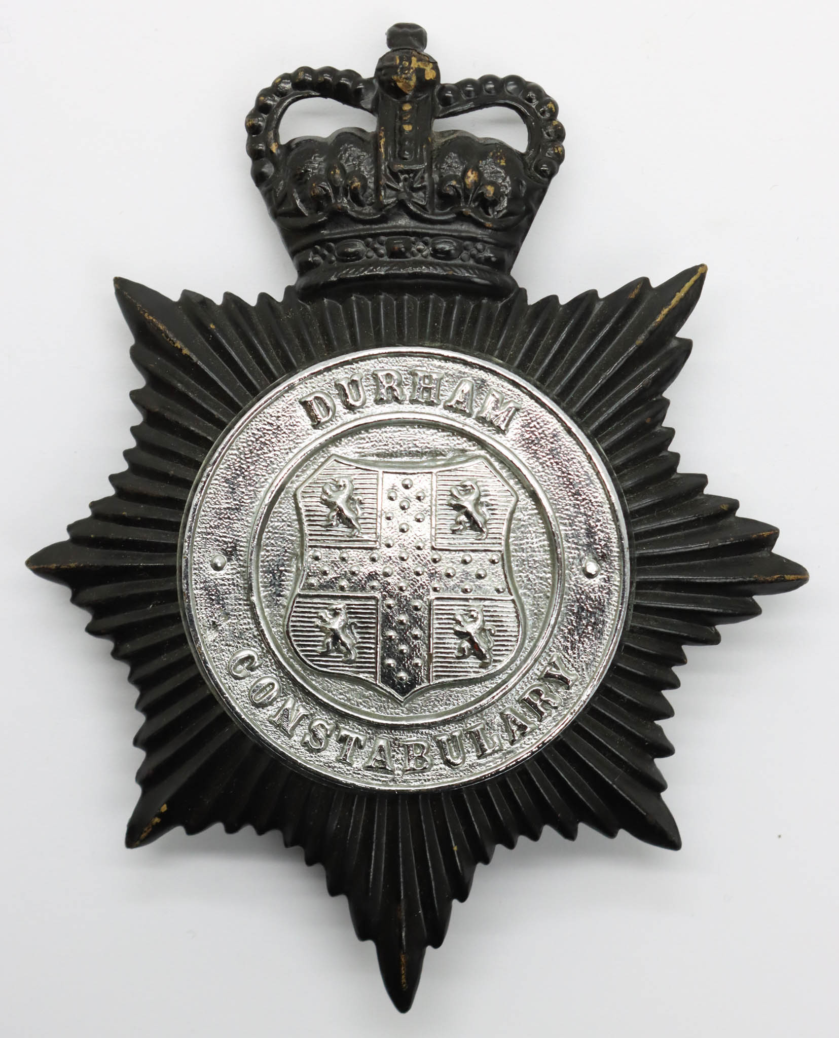 Durham Constabulary Night Helmet Plate - Queen's Crown