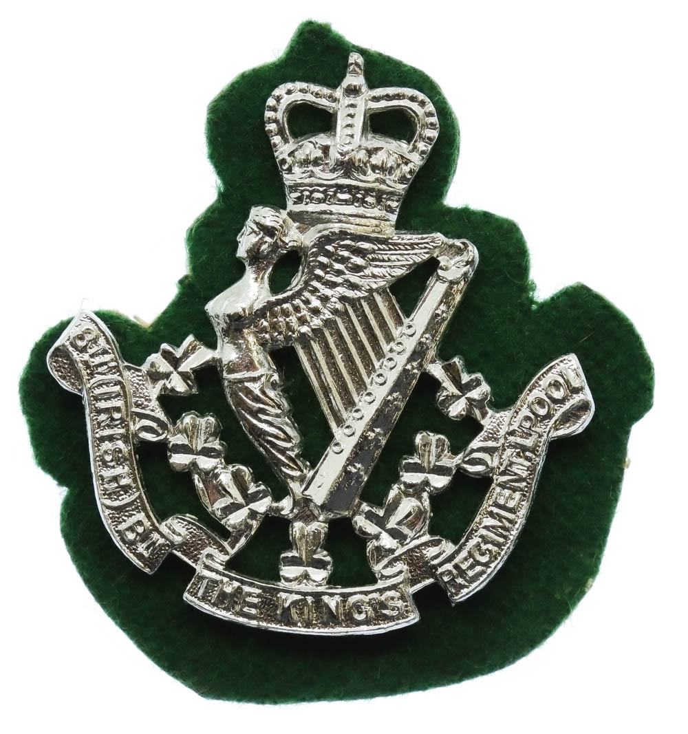 8th (Irish) Bn. The King's (Liverpool) Regiment Anodised (Staybrite) Cap Badge - Queen's Crown