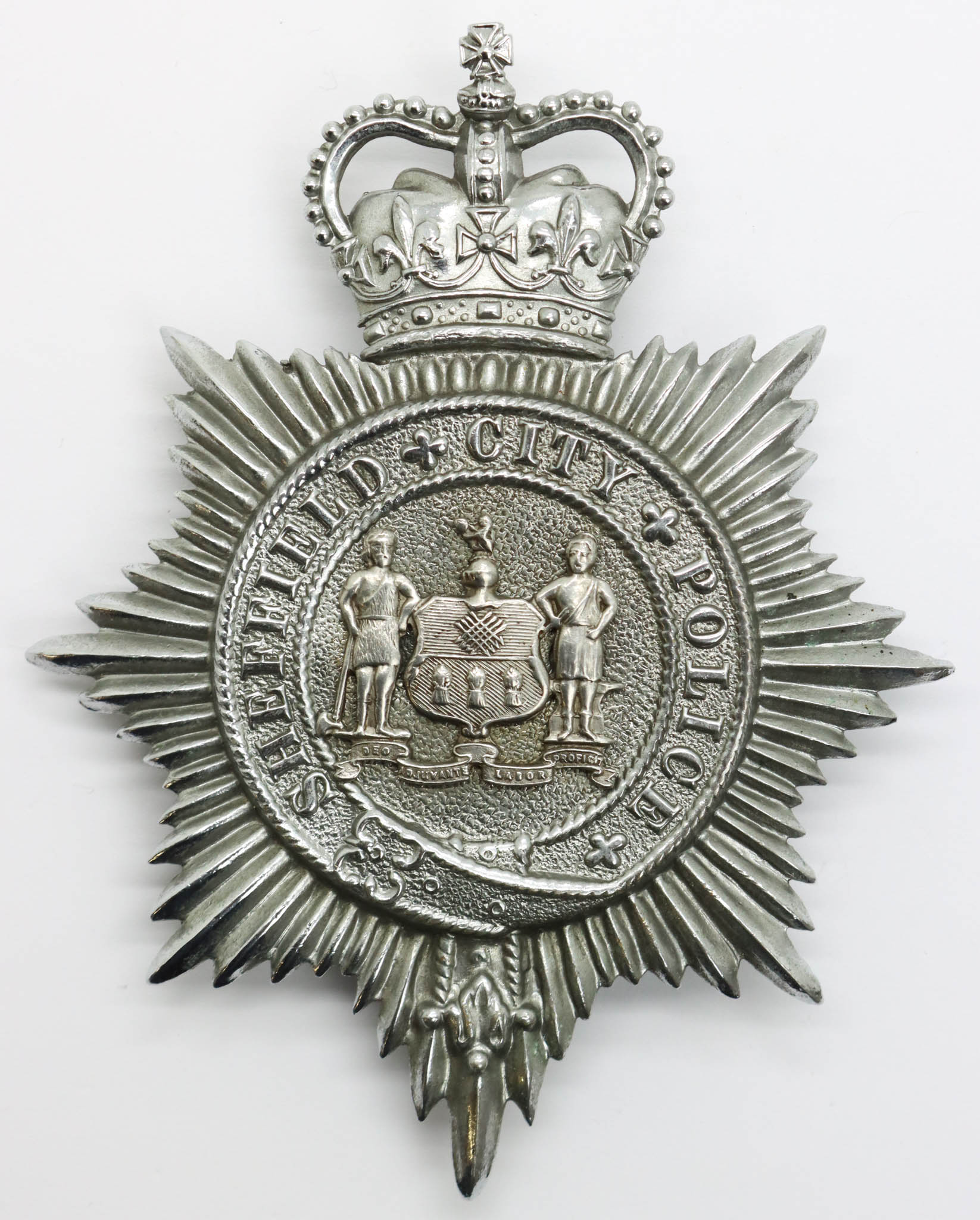 Sheffield City Police Helmet Plate - Queen's Crown
