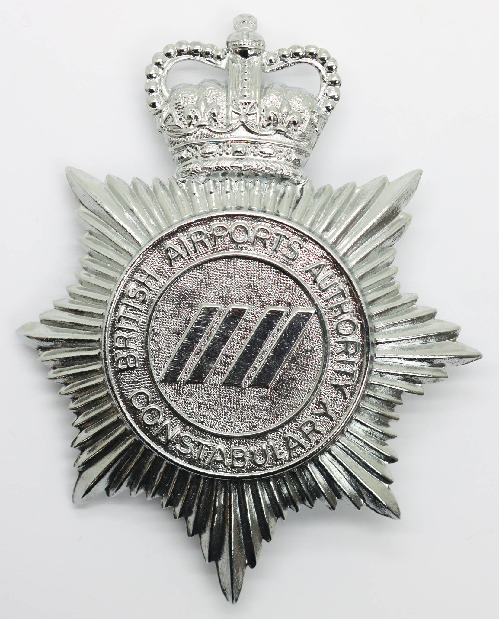 British Airports Authority Constabulary Helmet Plate - Queen's Crown