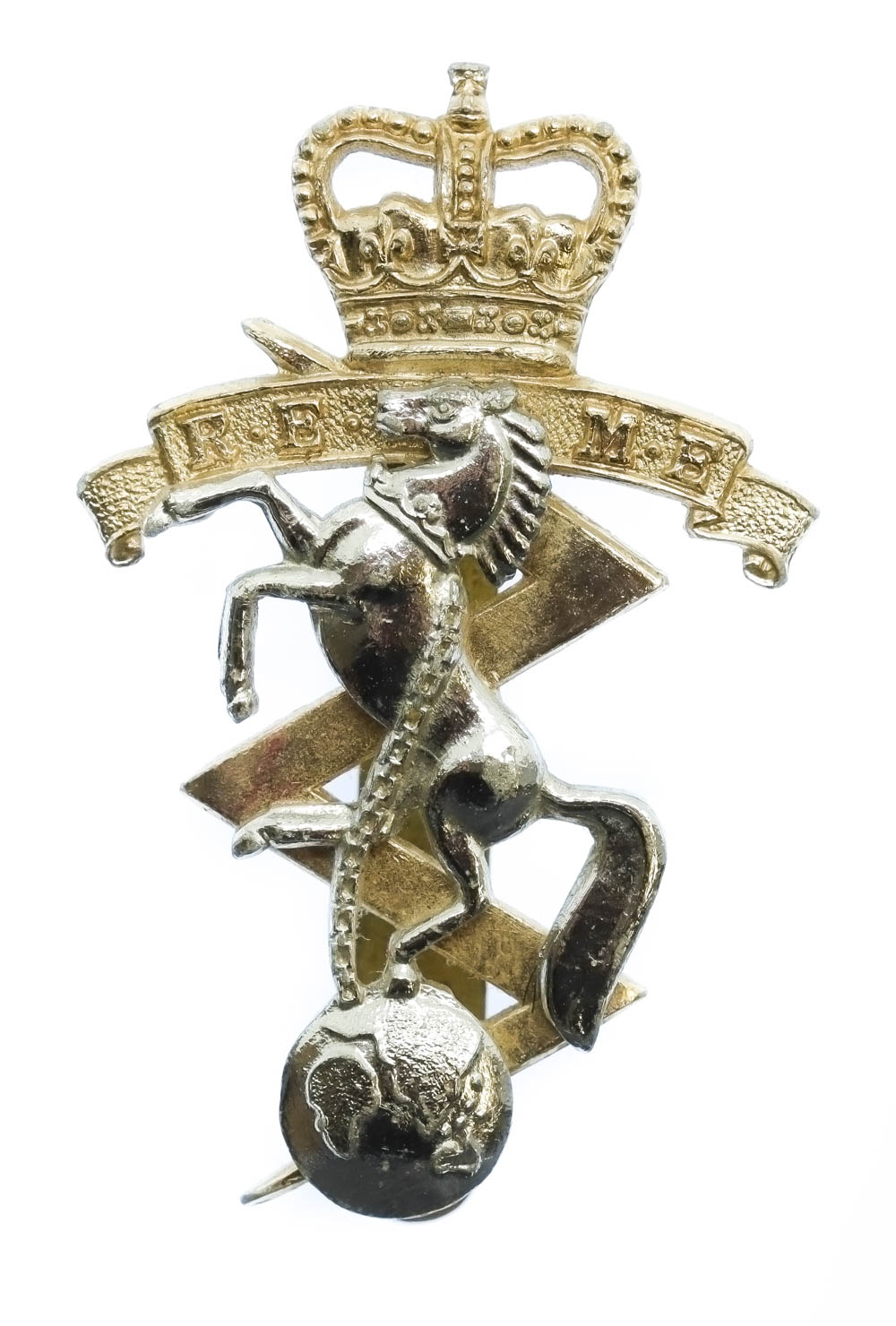 Royal Electrical & Mechanical Engineers (R.E.M.E.) Anodised (Staybrite) Cap Badge