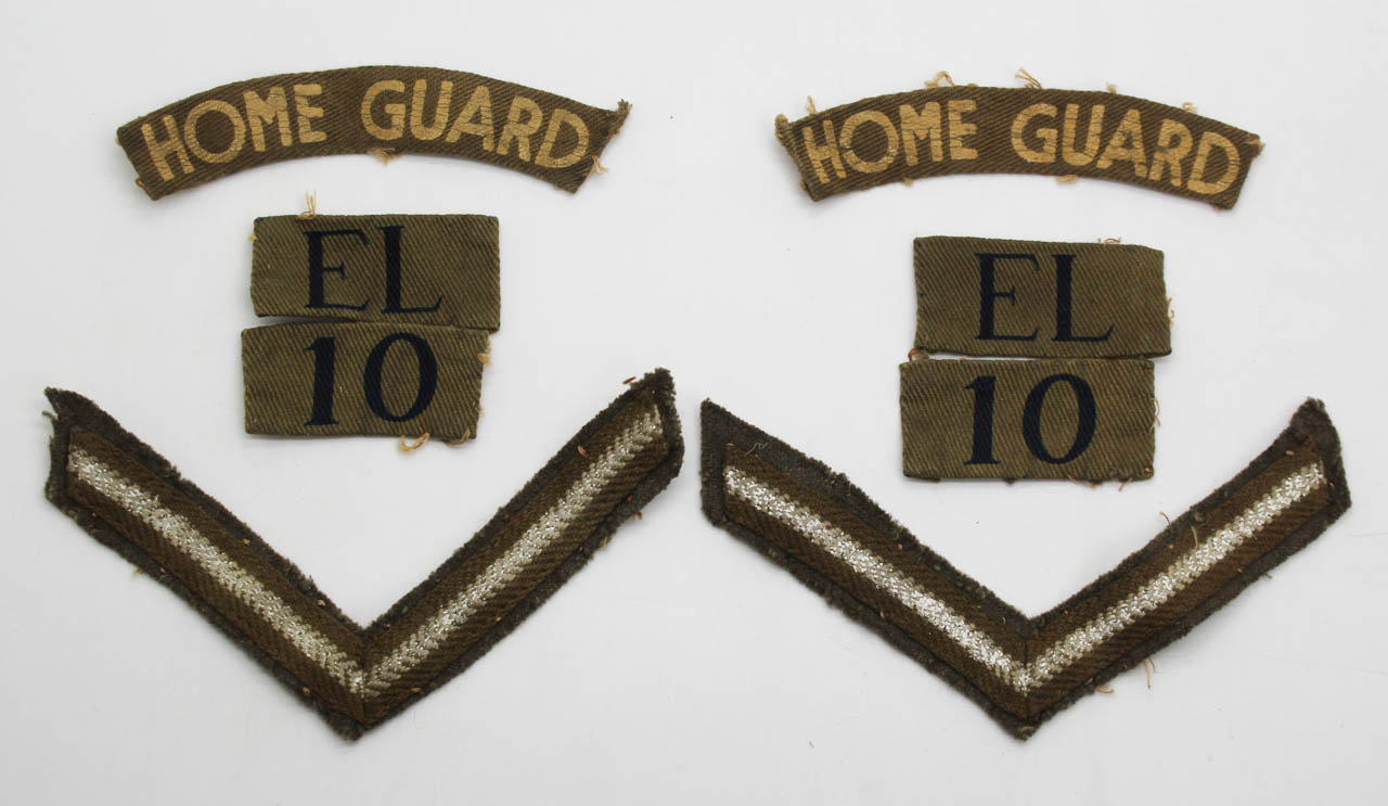 Set of WW2 10th East Lancashire Bn. (Blackburn) Home Guard Arm Badges & Insignia