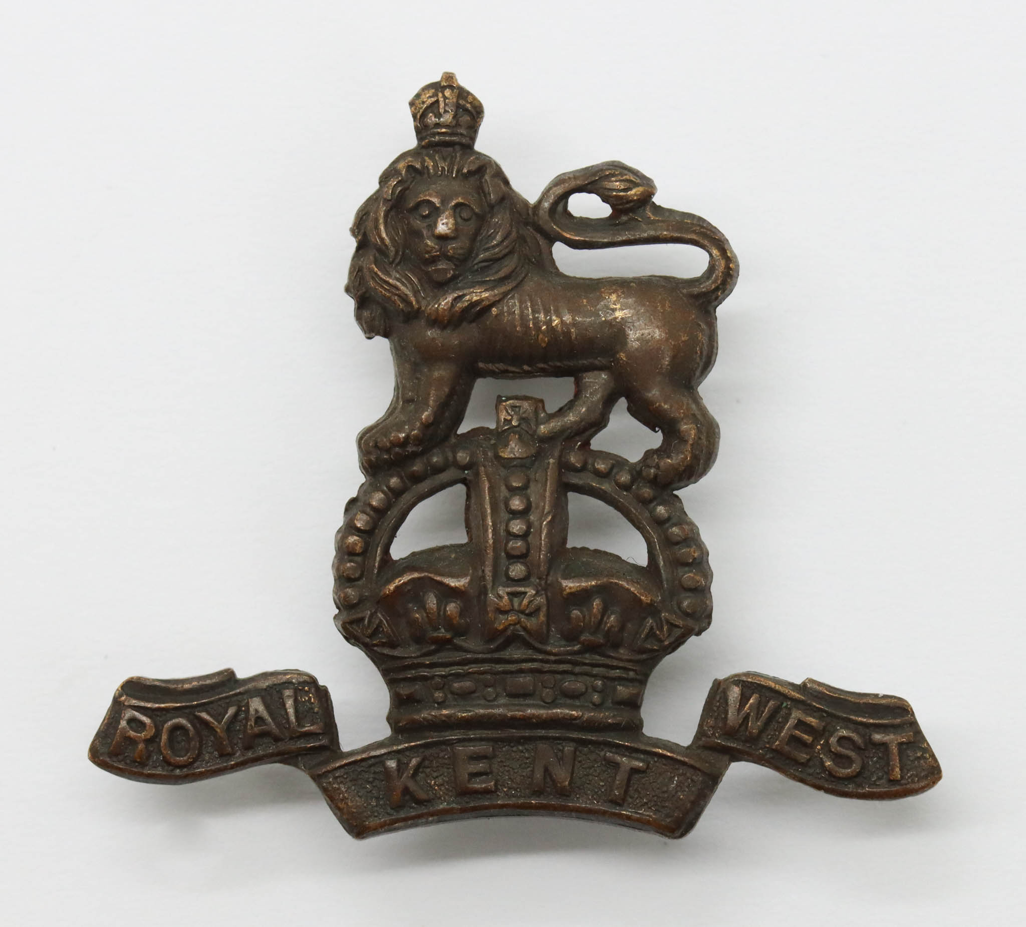 Royal West Kent Regiment Officer's Service Dress Collar Badge - King's Crown