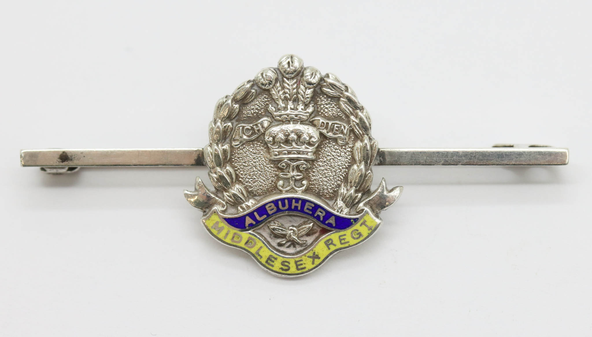 Middlesex Regiment Silver & Enamel Sweetheart Brooch