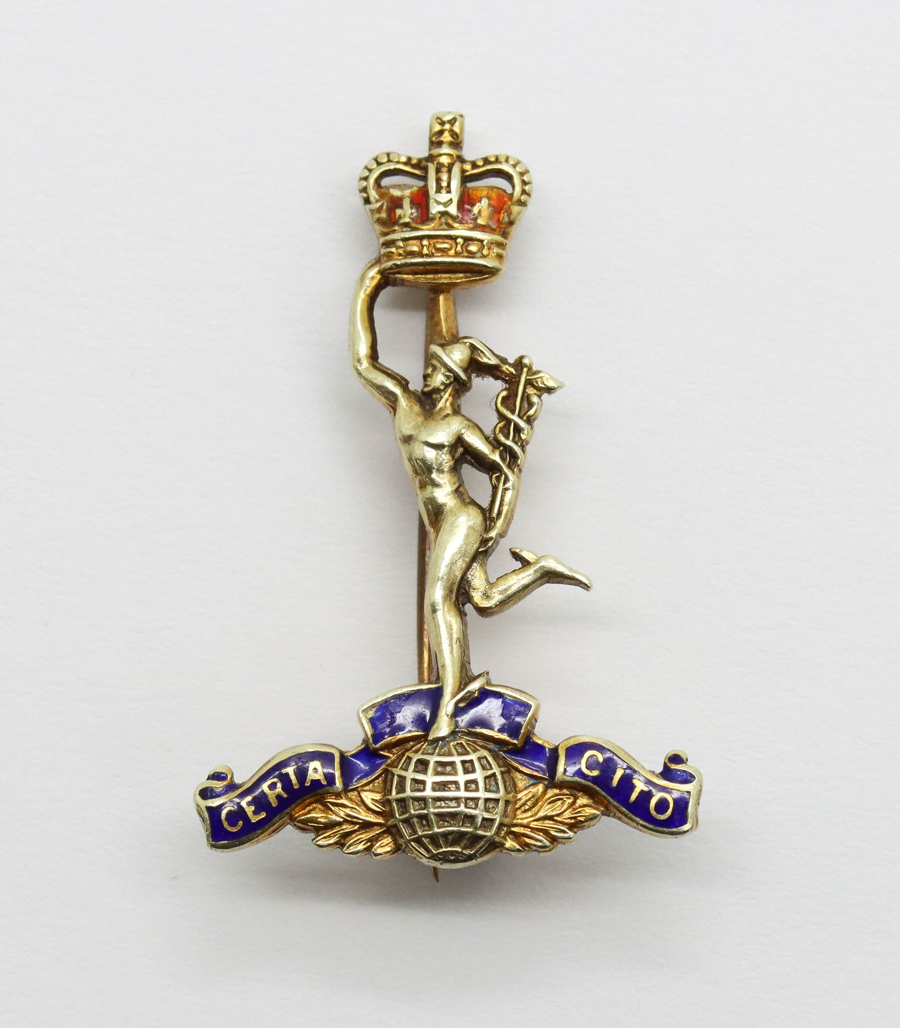 Royal Corps of Signals 9ct Hallmarked Gold & Enamel Sweetheart Brooch