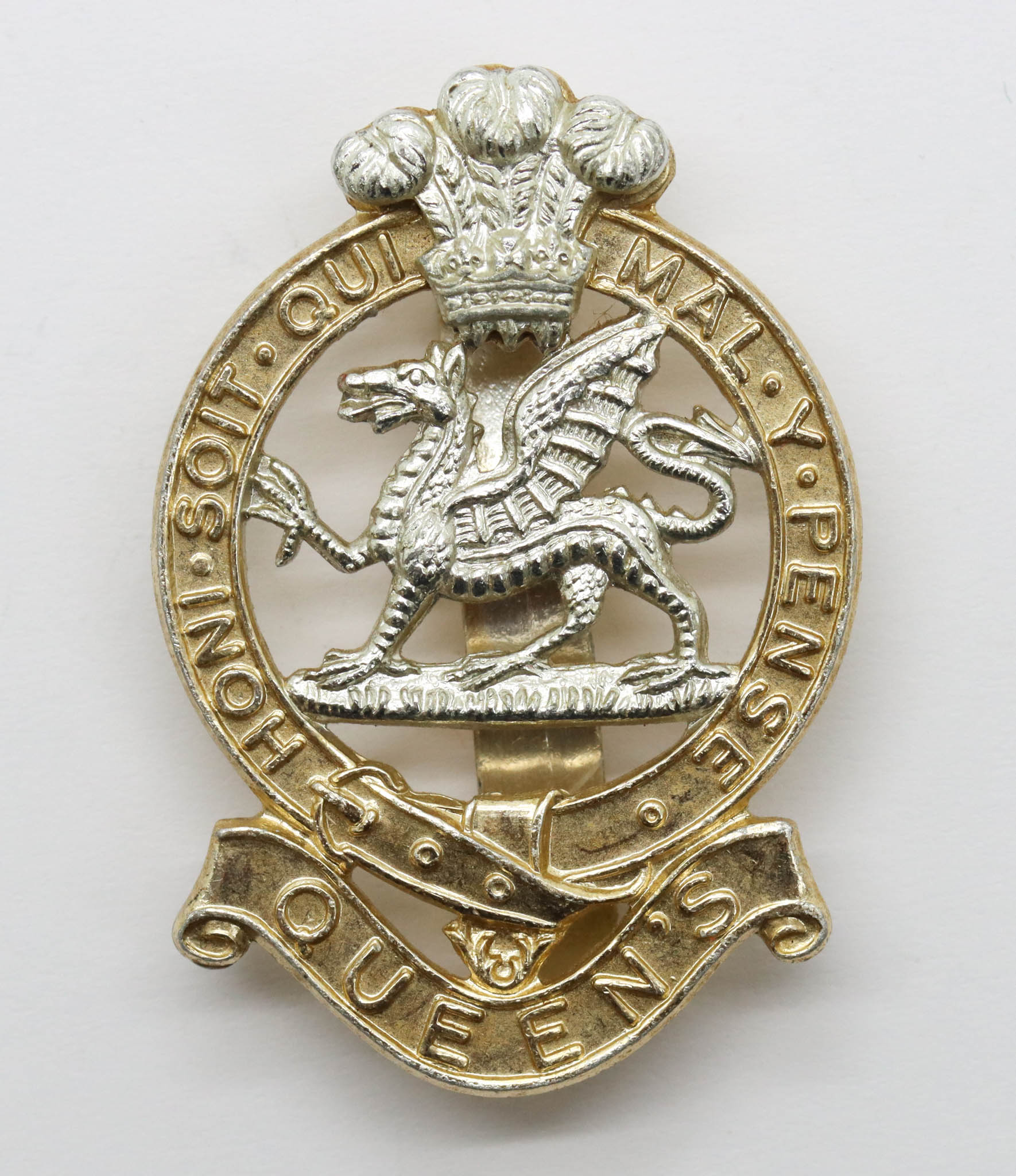 Queen's Royal Regiment Anodised (Staybrite) Cap Badge 