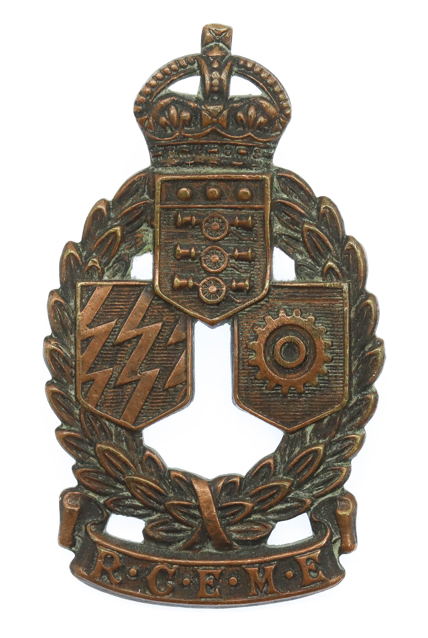 Royal Canadian Electrical & Mechanical Engineers (R.C.E.M.E.) Cap Badge - King's Crown