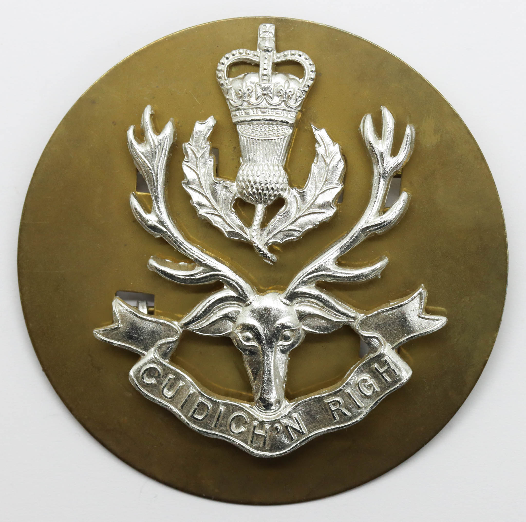 Queen's Own Highlanders Anodised (Staybrite) Cap Badge