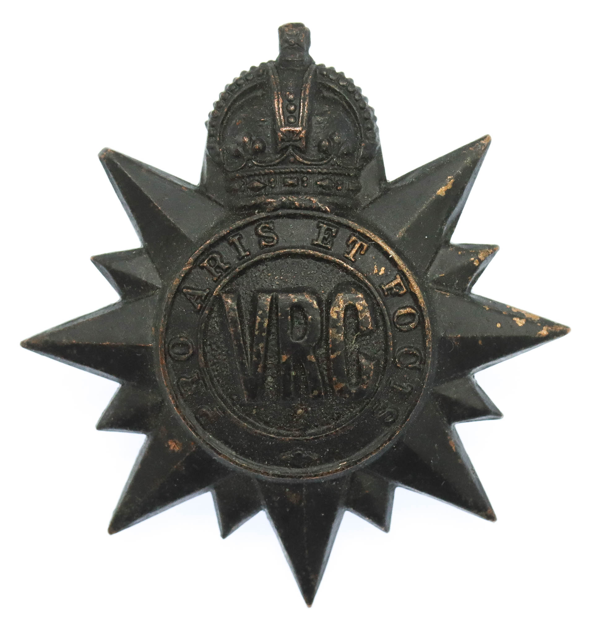Canadian Victoria Rifles of Canada Cap Badge - King's Crown