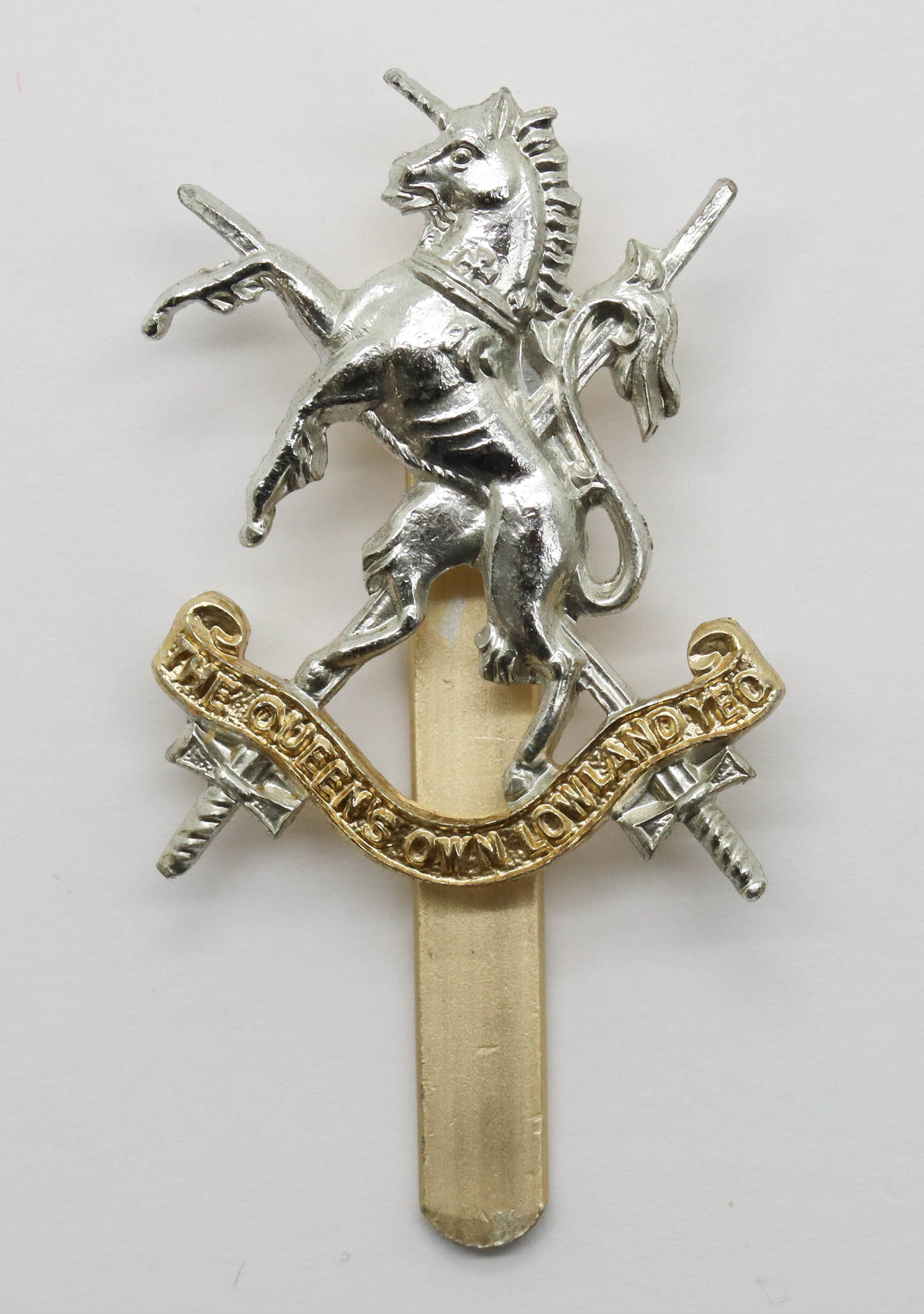 Queen's Own Lowland Yeomanry Anodised (Staybrite) Cap Badge