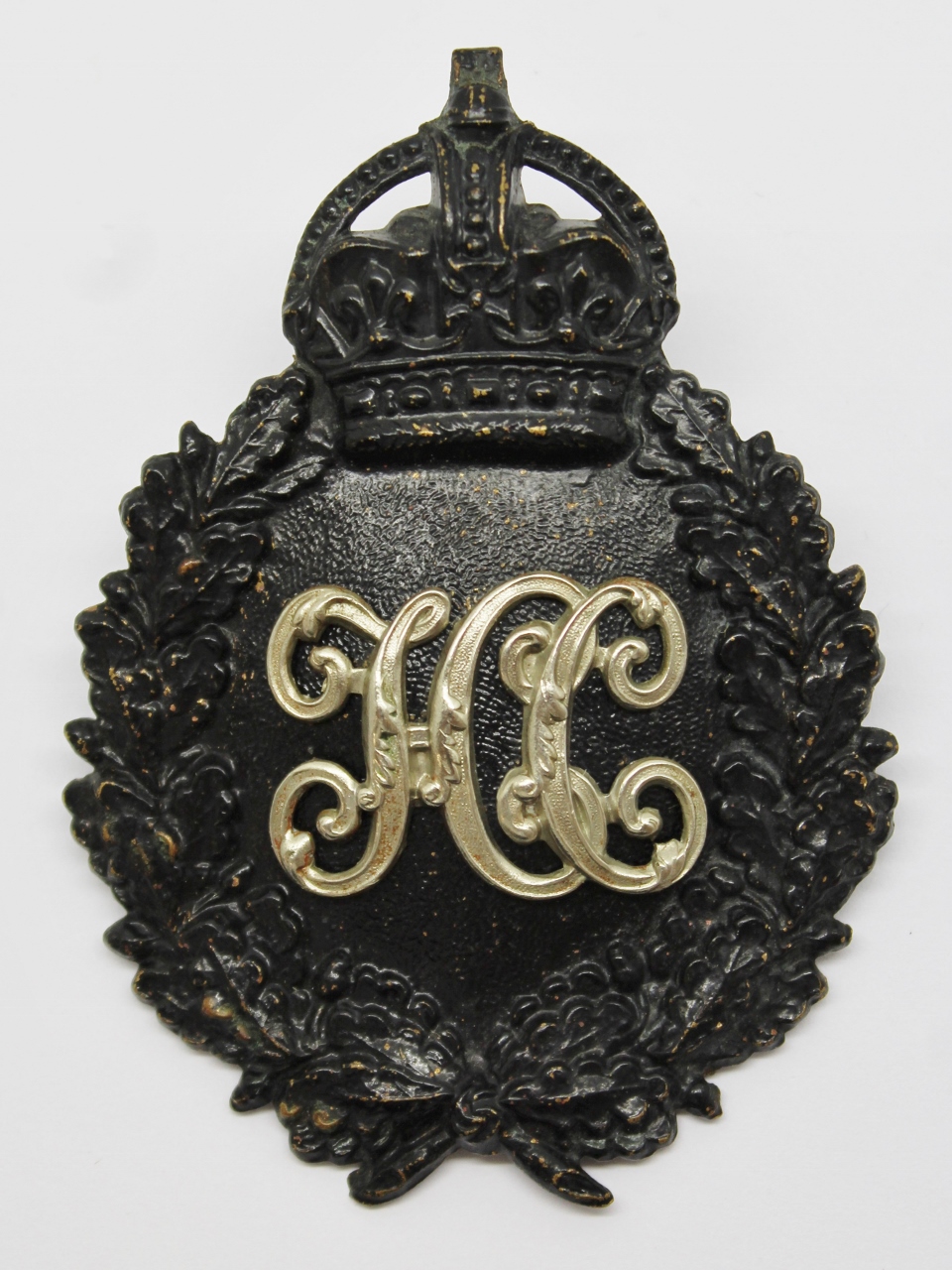 Hampshire Constabulary Black Wreath Helmet Plate - King's Crown