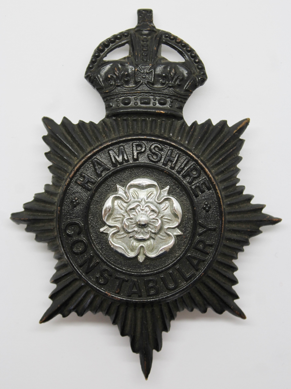 Hampshire Constabulary Night Helmet Plate - King's Crown