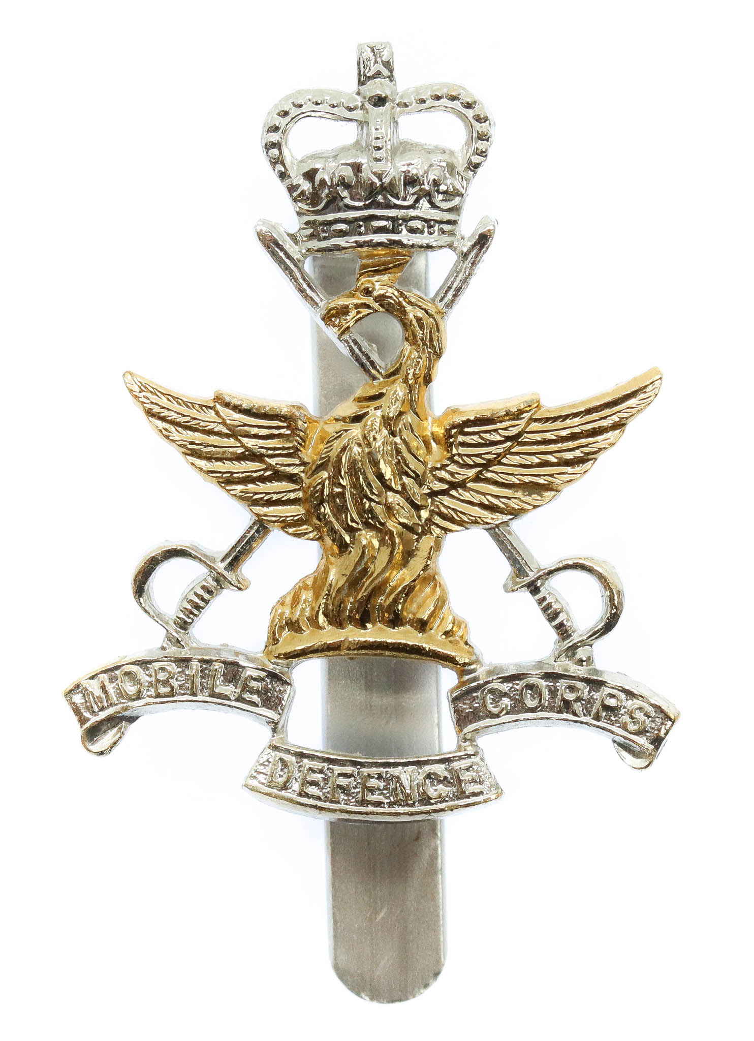 Mobile Defence Corps Anodised (Staybrite) Cap Badge