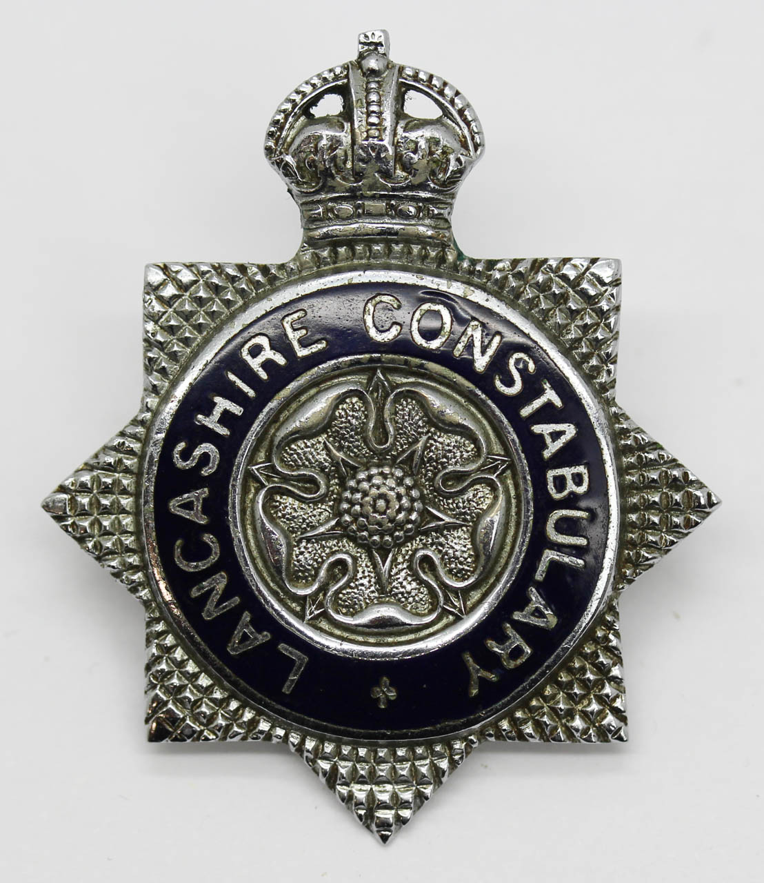 Lancashire Constabulary Senior Officers Enamelled Cap Badge - Kings Crown
