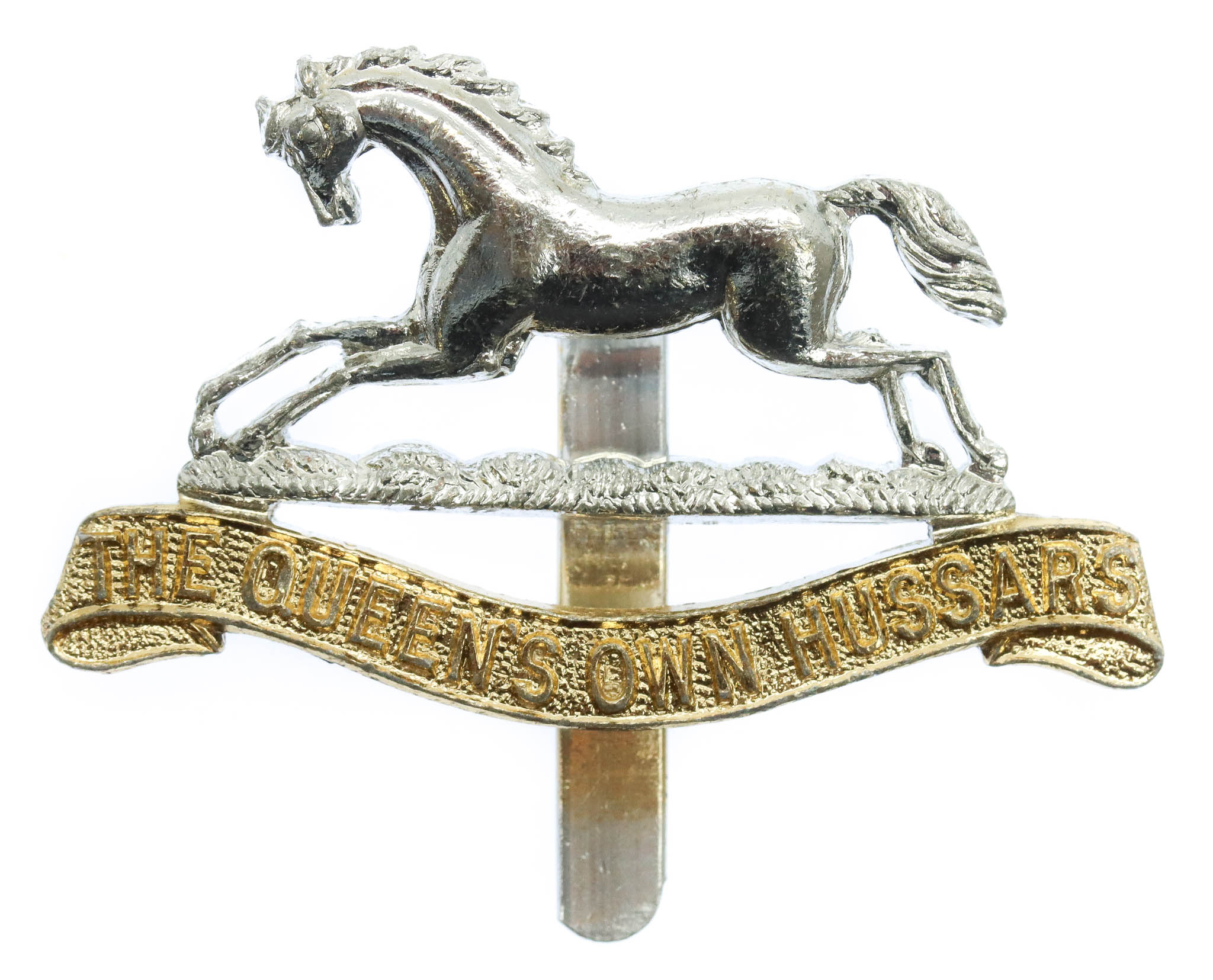 Queen's Own Hussars Anodised (Staybrite) Cap Badge 