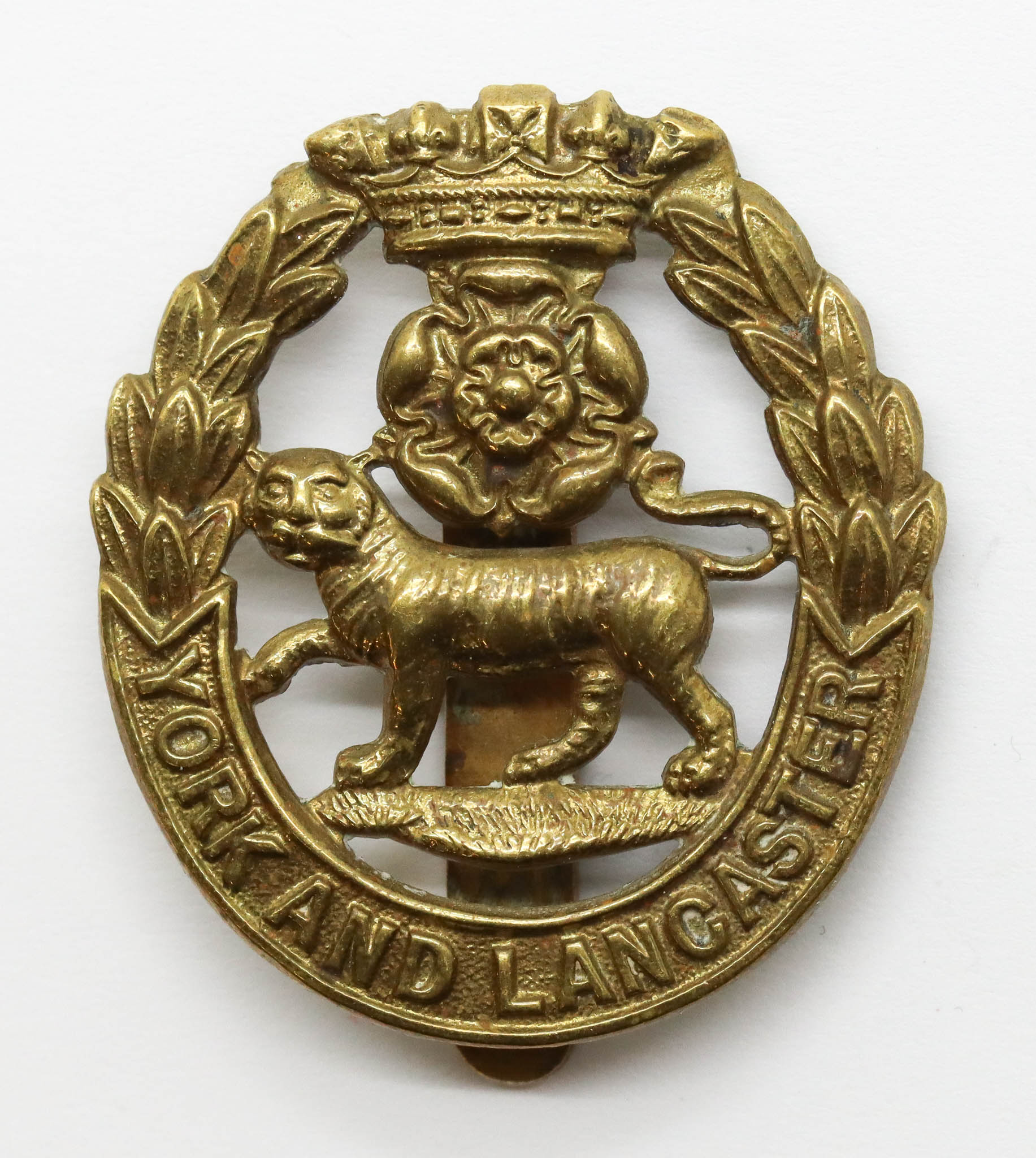 York & Lancaster Regiment WWI All Brass Economy Cap Badge