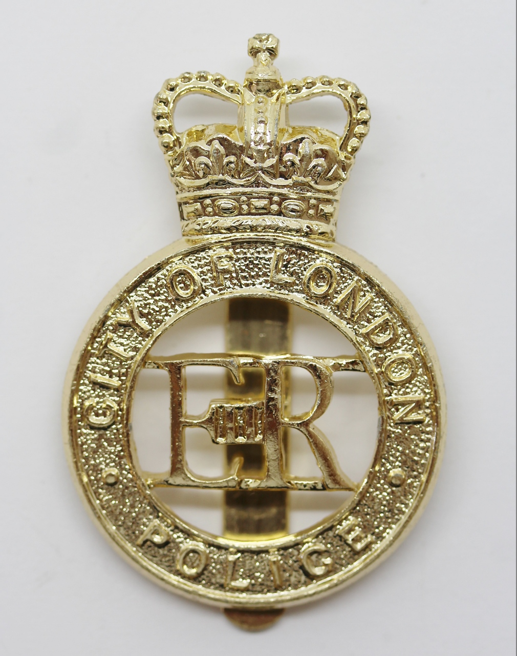 City of London Police Anodised (Staybrite) Cap Badge - Queen's Crown