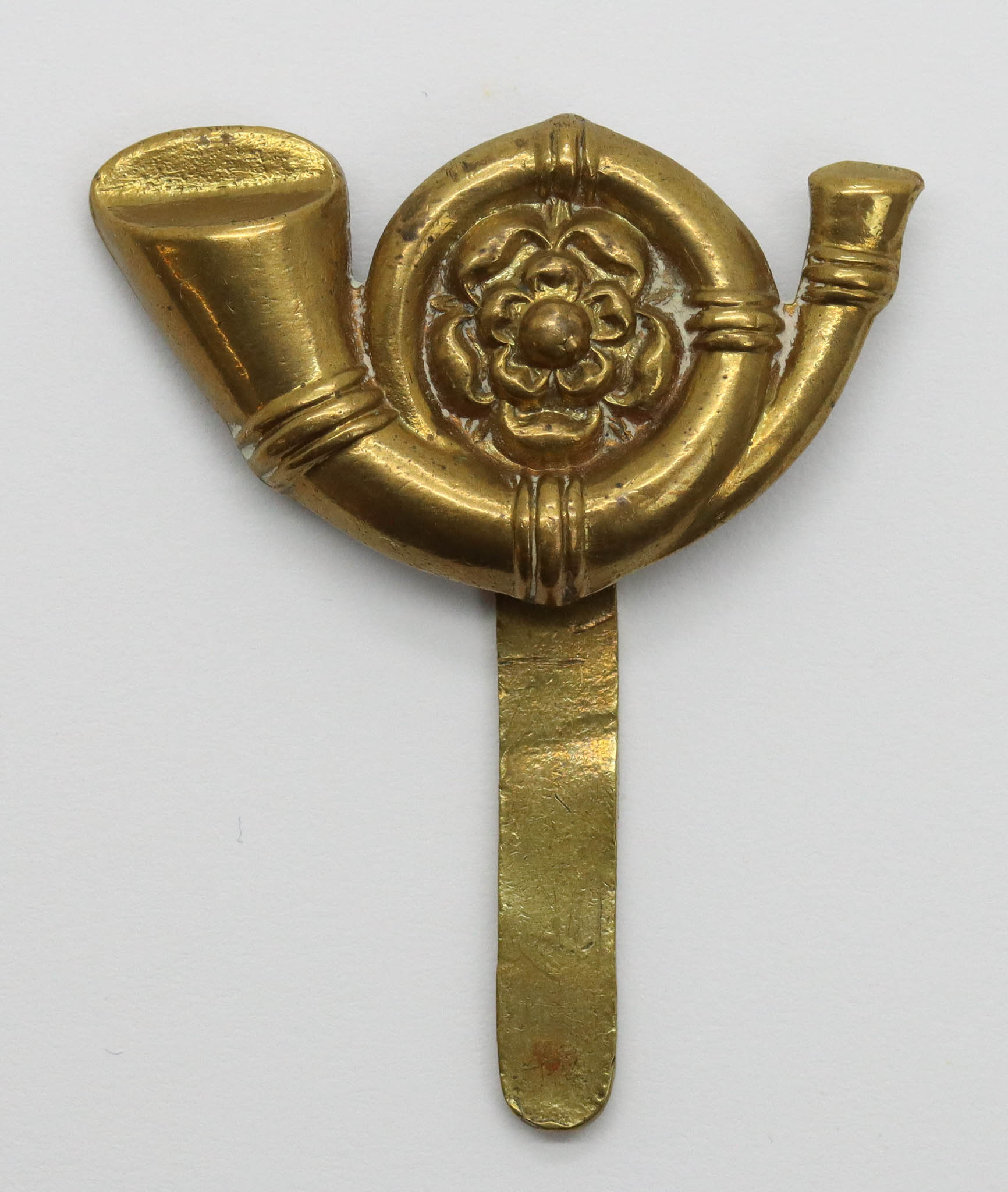 King's Own Yorkshire Light Infantry (K.O.Y.L.I.) WWI All Brass Economy Cap Badge