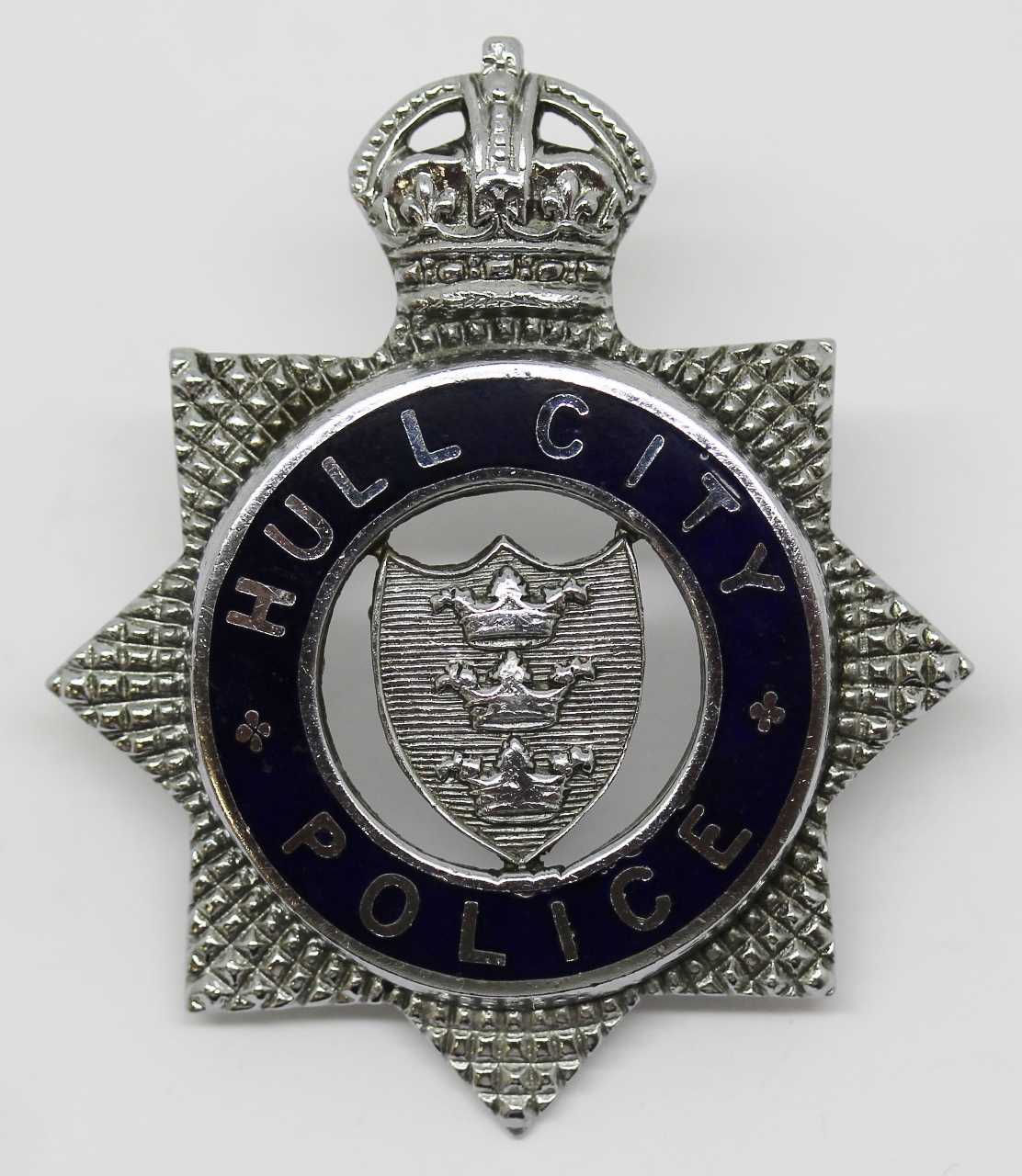 Hull City Police Senior Officer's Enamelled Cap Badge - King's Crown
